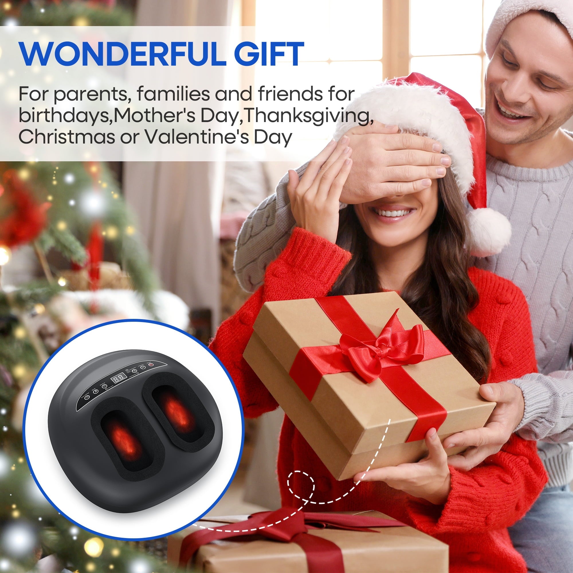 Furnibear Electric Foot Massager Machine with Heat, Rolling, Deep Kneading, Shiatsu Foot Massager,Birthday Christmas Gifts for Mom Dad Women Men