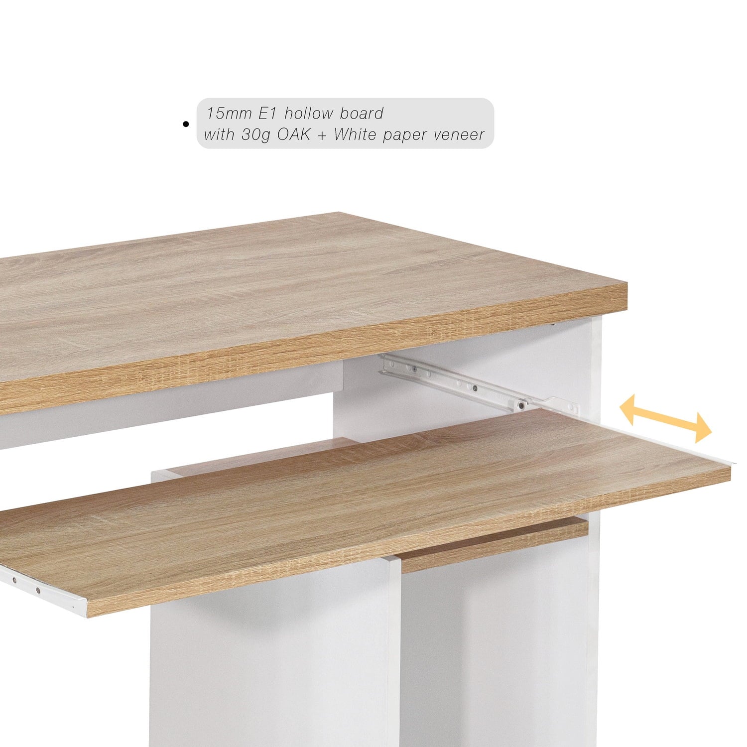 Furnibear Bicolor Writing-Computer Desk with Storage, Large Students-Study Desk with Shelf Home-Office PC Laptop Table Modern Wood Workstation, Oak and White