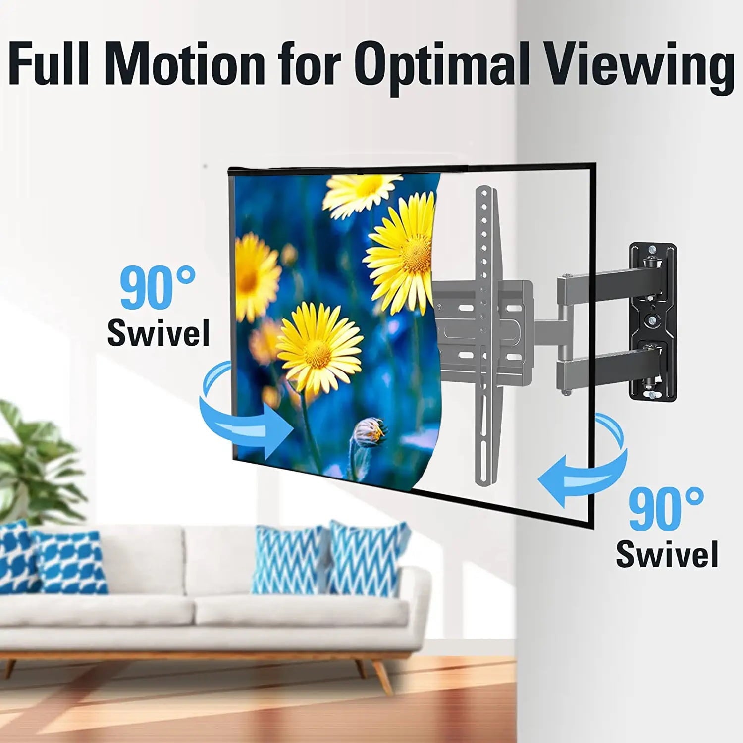 Furnibear Full Motion TV Wall Mount for 26-55 inch LED TV, Corner TV Bracket Swivel Tilt