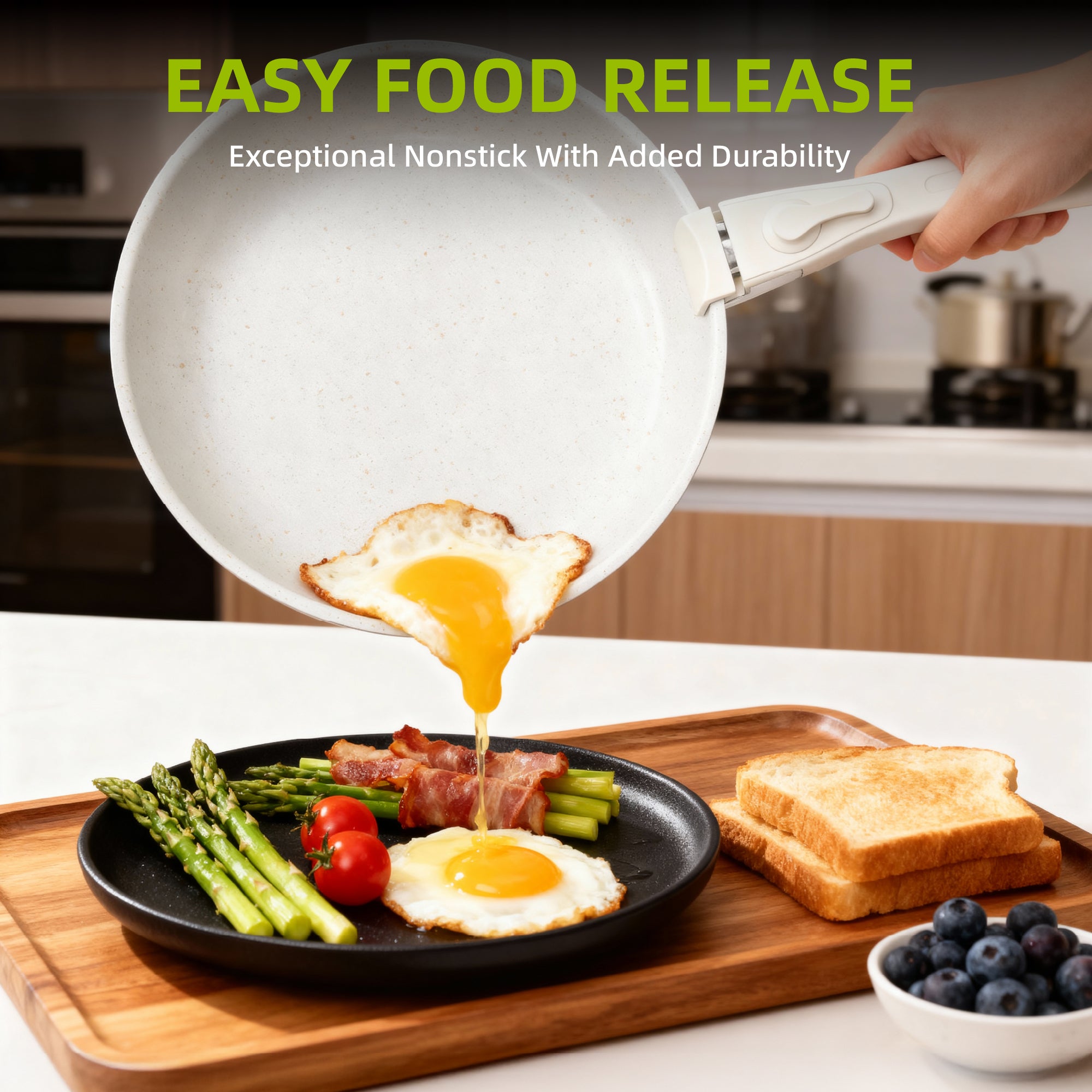 Furnibear 20pcs Pots and Pans Set Nonstick, Kitchen Ceramic Cookware Set for RV and Camping, with Pots Protectors and Cooking Utensils, White