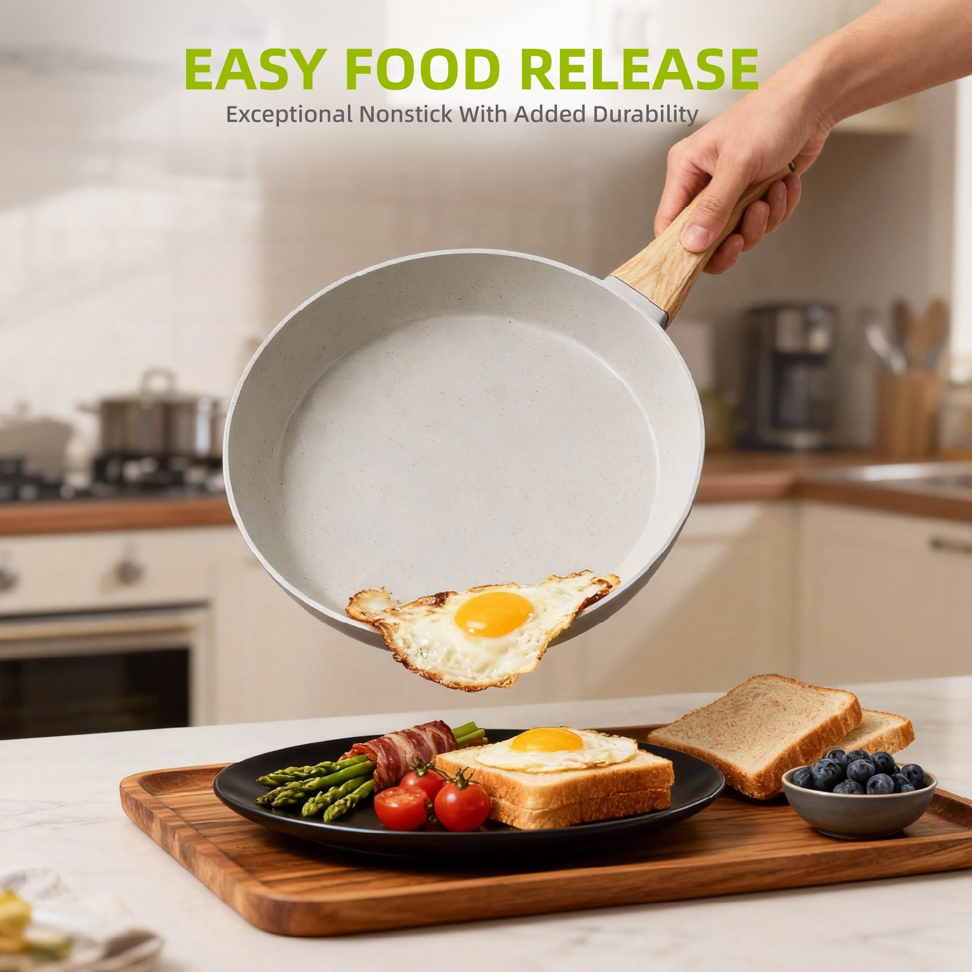 Furnibear 16pcs Nonstick Pots and Pans Set, Ceramic Cookware Set with Pots Protectors and Cooking Utensils, for RV and Camping White