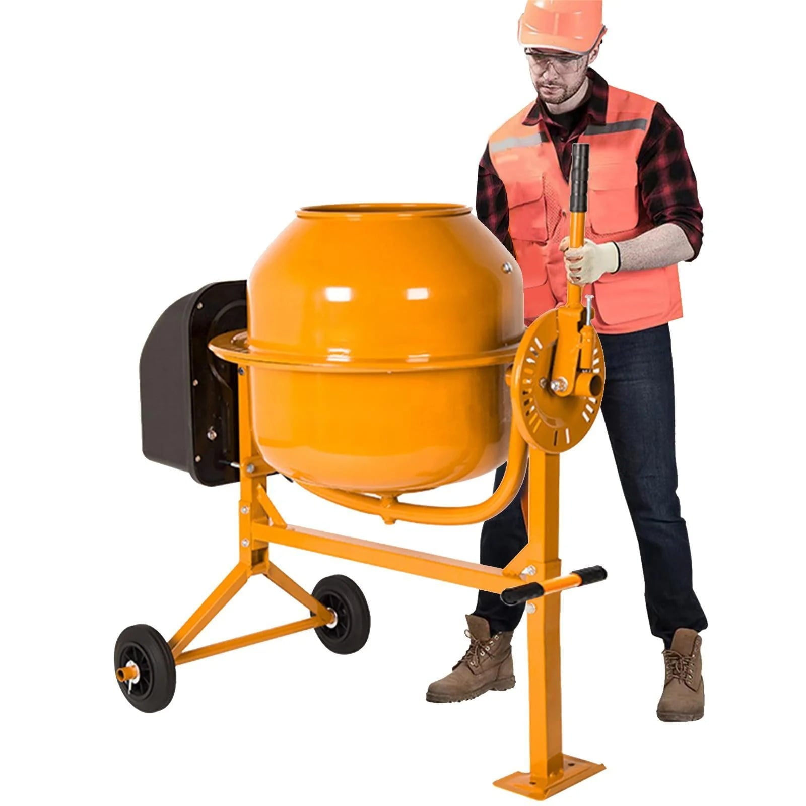 Furnibear 120L Large Capacity Portable Electric Concrete Mixer - 4.2 Cu ft, 1/2 Hp Powerful Motor
