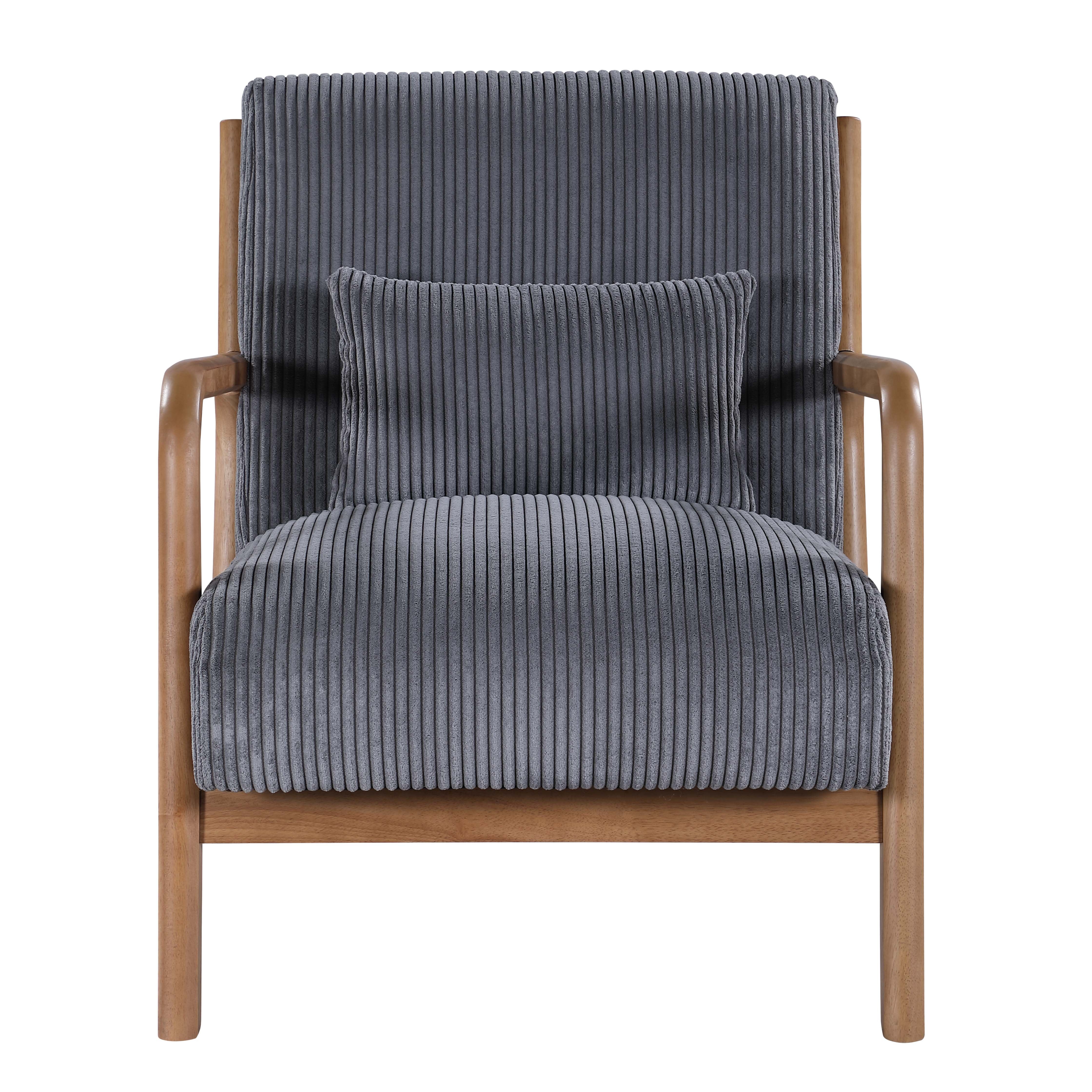 Furnibear Accent Chair, Thick Padded Corduroy Armchair with Solid Wood Frame - Easy Assembly,Gray