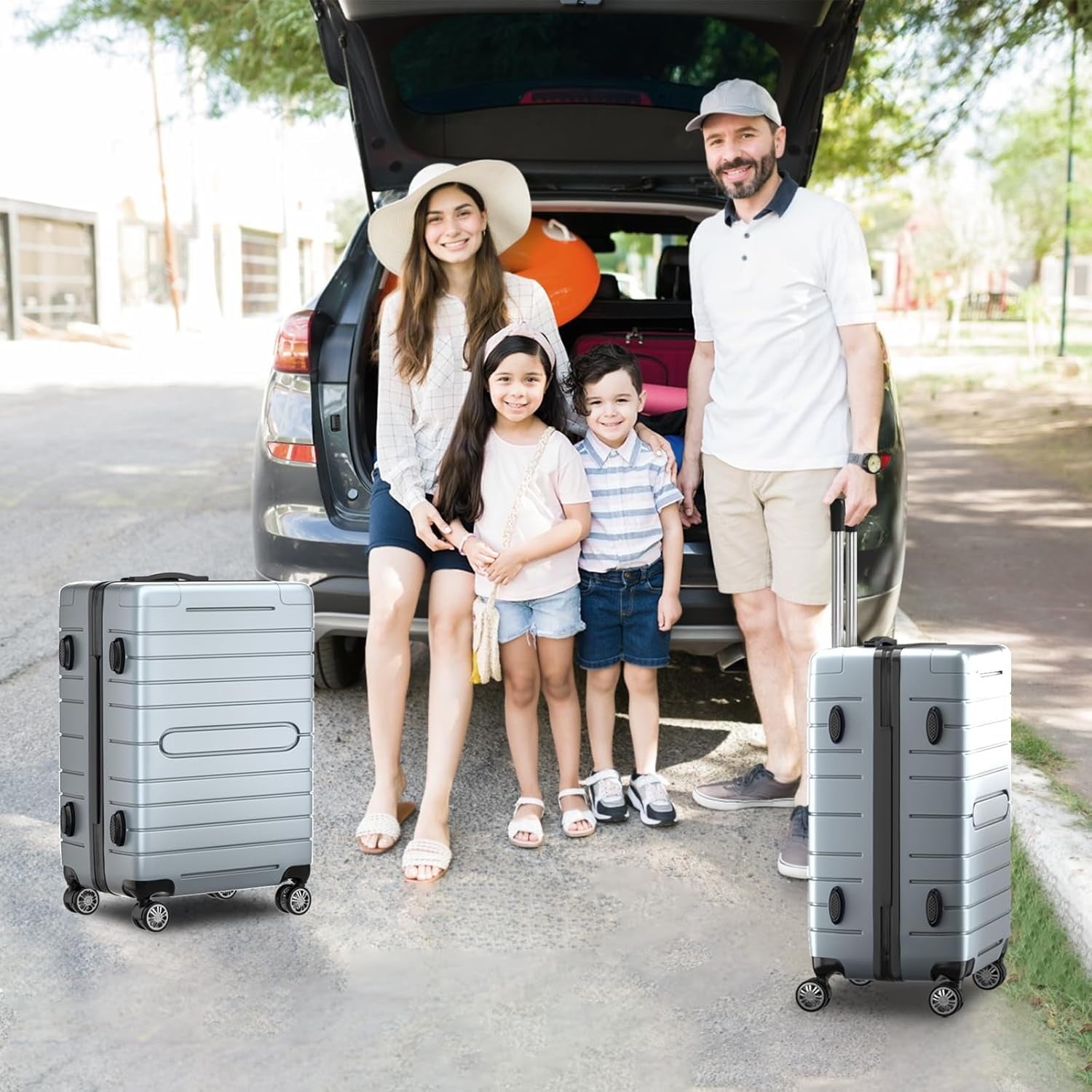 Furnibear Luggage 3 Piece Set,Suitcase Set with Spinner Wheels Hardside Lightweight Luggage 20in24in28in, Dark Gray