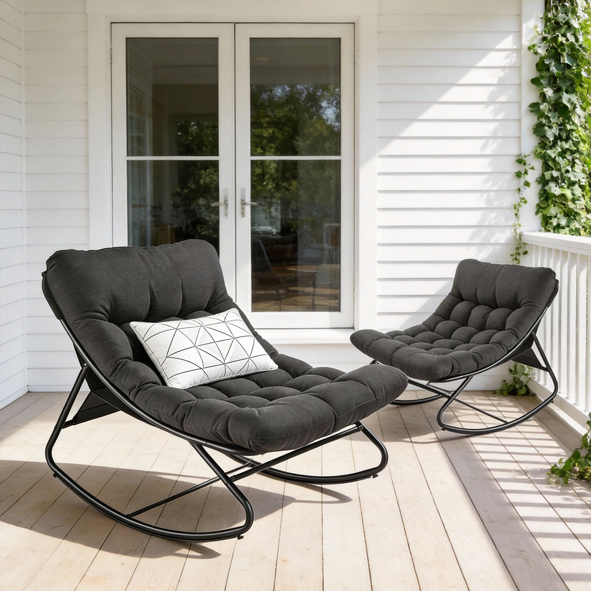 Furnibear Oversized Outdoor Rocking Chair,Patio Rocker with Thick Cush