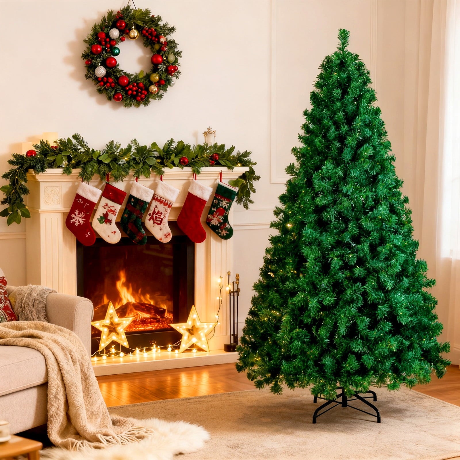 Furnibear 6ft Pre-Lit Christmas Tree, 864 Branch Tips Unlit Traditional Pine Tree for Holiday Decor