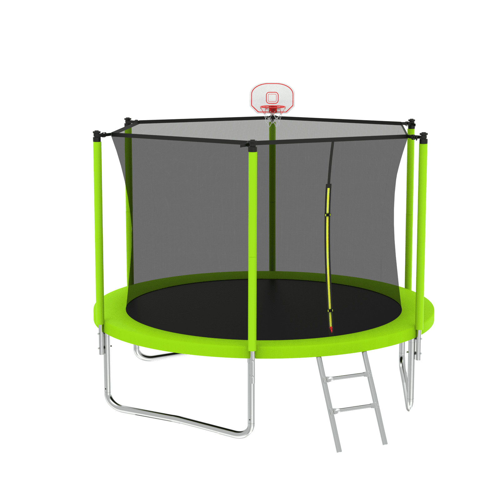 Furnibear 8FT Trampoline, Basketball Hoop and Ladder, Outdoor Trampoline with Safety Enclosure,Fast Assembly for Backyard Fun