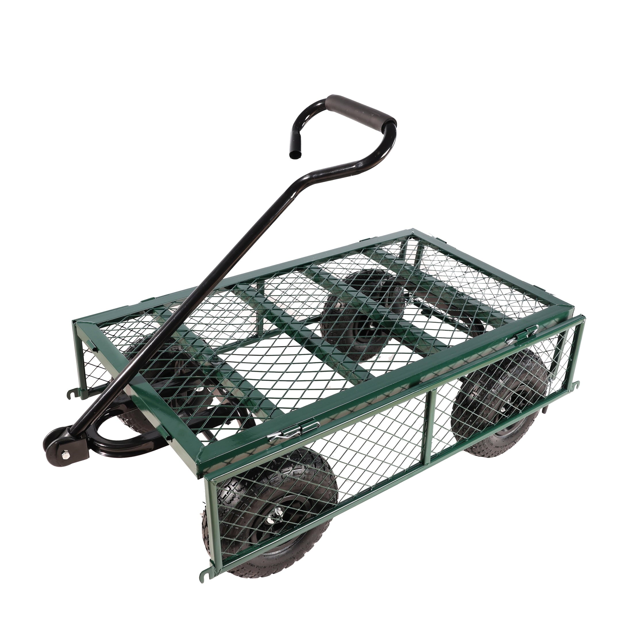 Furnibear Mesh Steel Garden cart, Heavy Duty Wagon Cart trucks With 180¡ã Swivel Handle, 10 Cu.ft Capacity, 1200 lbs
