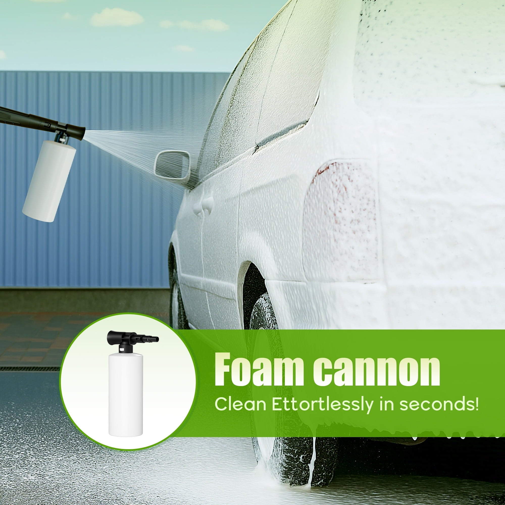 Electric Pressure Washer, 3800PSI 2.6 GPM Power Washer with 5 Quick Connect Nozzles, High Pressure Cleaning Machine with Foam Cannon for Cars, Fences, Patios, Driveway,Green