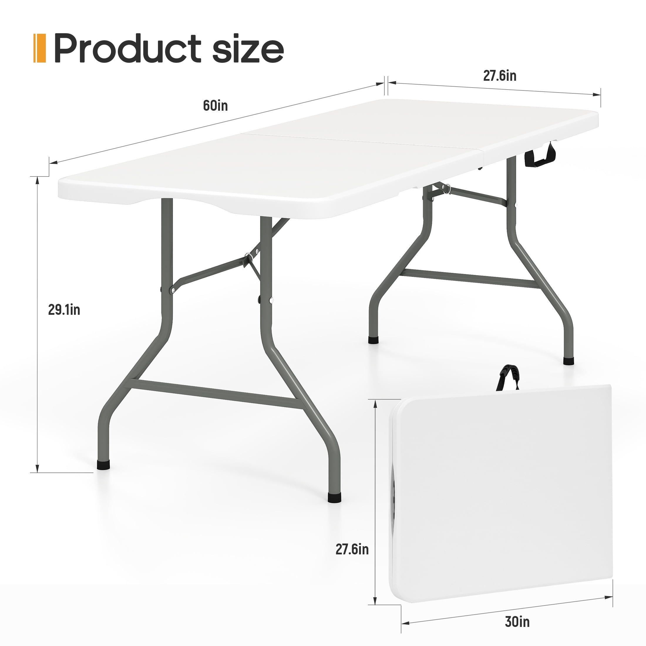 Furnibear 5ft Folding Table Portable Plastic Foldable Table Heavy Duty