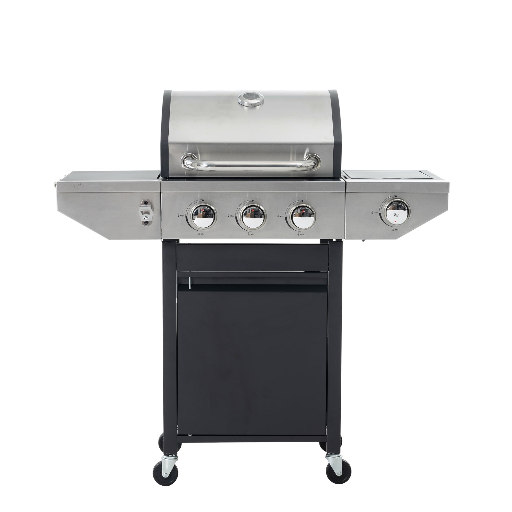 Furnibear Propane Grill, 3 Burner Barbecue Grill Stainless Steel Gas Grill with Side Burner, 37,000 BTU Outdoor Cooking