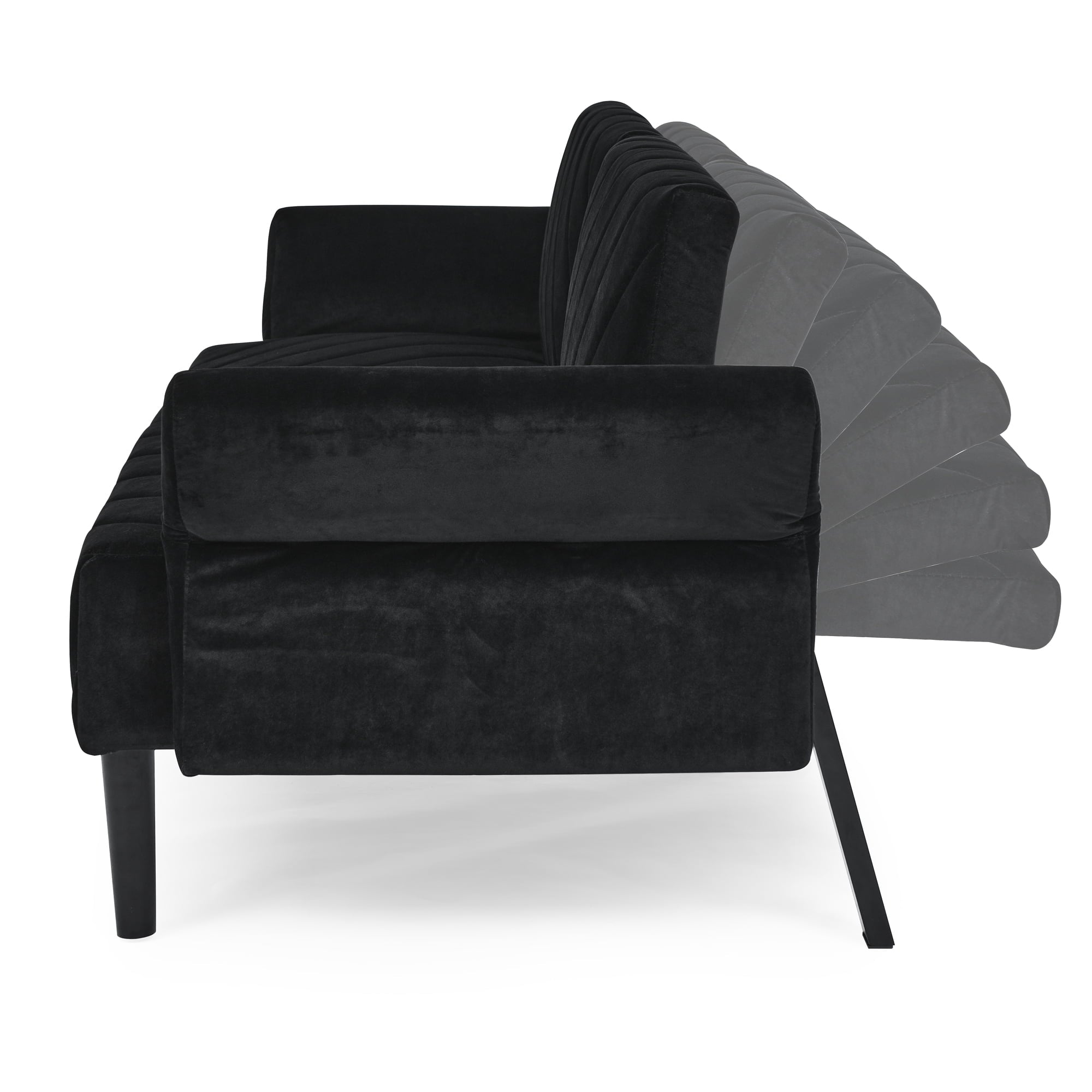 Furnibear 87in Futon Sofa Bed, Velvet Fabric Comfy Futon Couch Bed, Convertible Sleeper Sofa with Adjustable Backrestand Armrests, Modern Loveseat Sleeper for Living Room, Bedroom