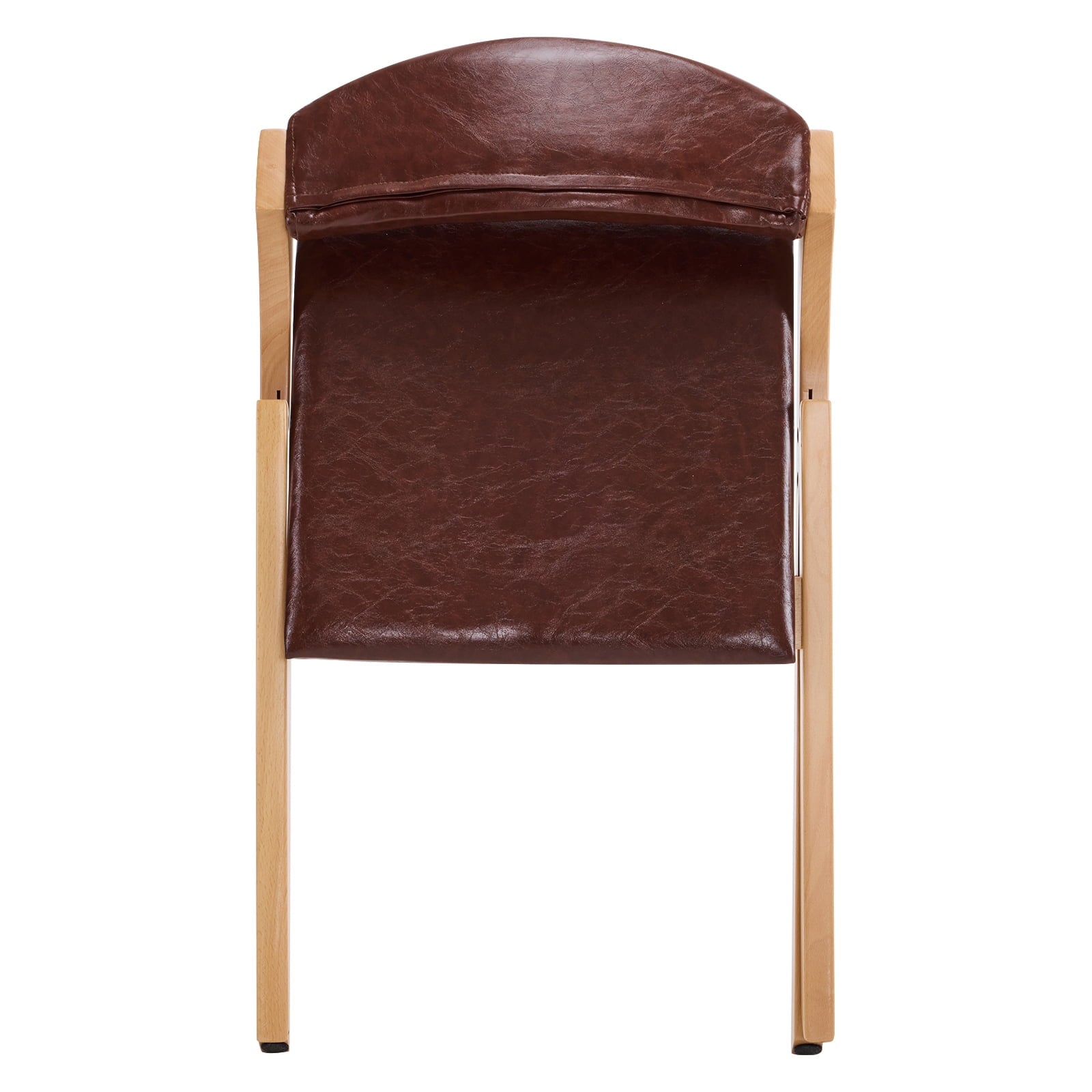 Furnibear Wood 2 Pack Folding Chairs, PU Leather Padded Protable Chairs