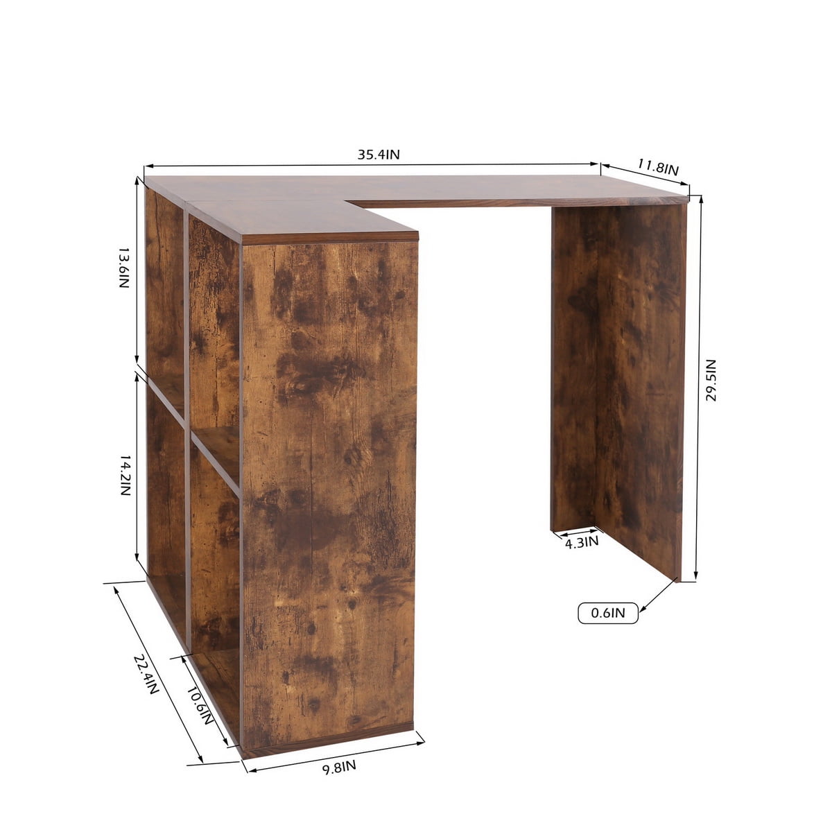 Furnibear L-Shaped Corner Desk Computer Desk Study Writing Desk with Shelf Reversible Laptop Notebook Table