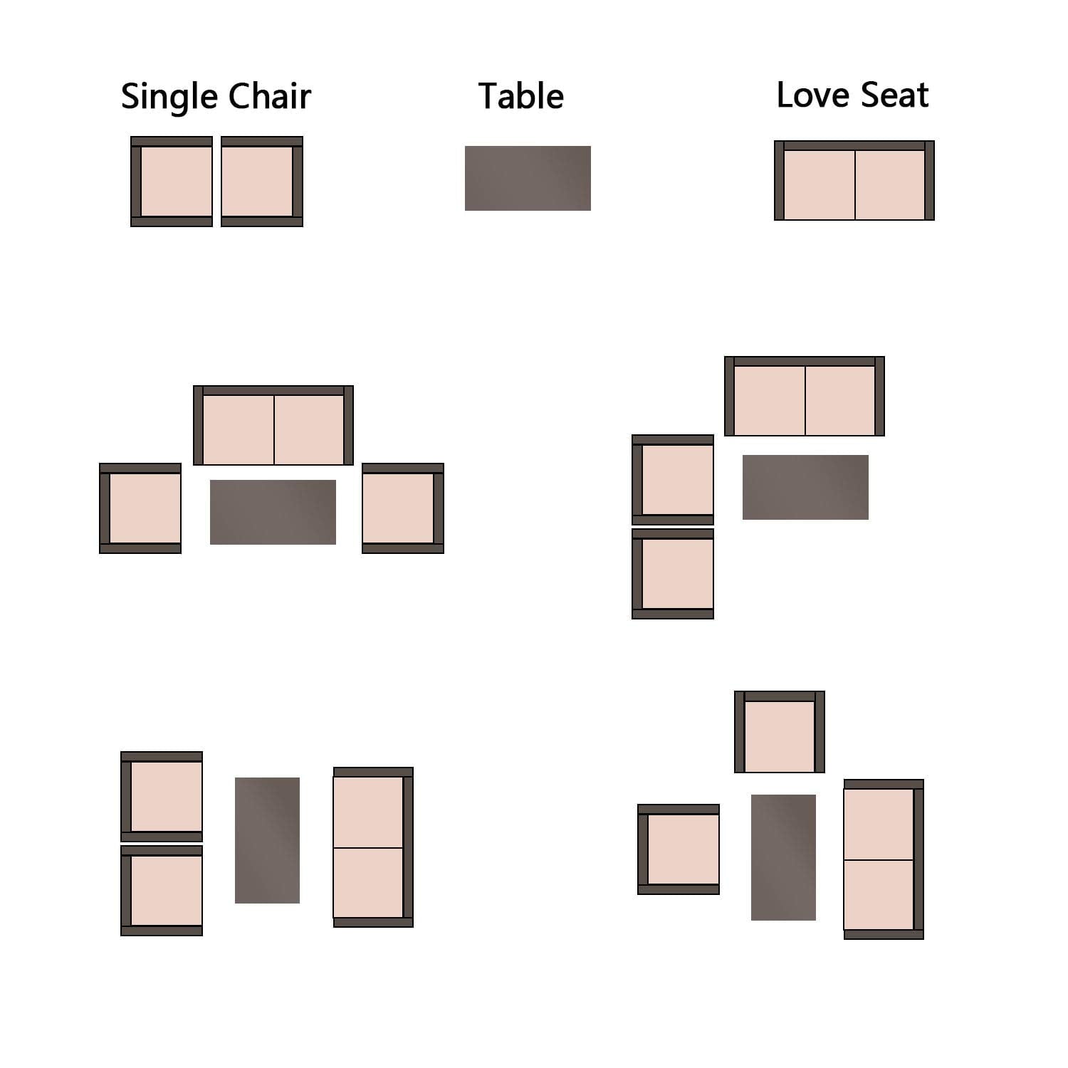 Furnibear 4 Pieces Outdoor Patio Furniture Sets Rattan Chair Wicker Conversation Sofa Set, Outdoor Indoor Backyard Porch Garden Poolside Balcony Use Furniture, Beige