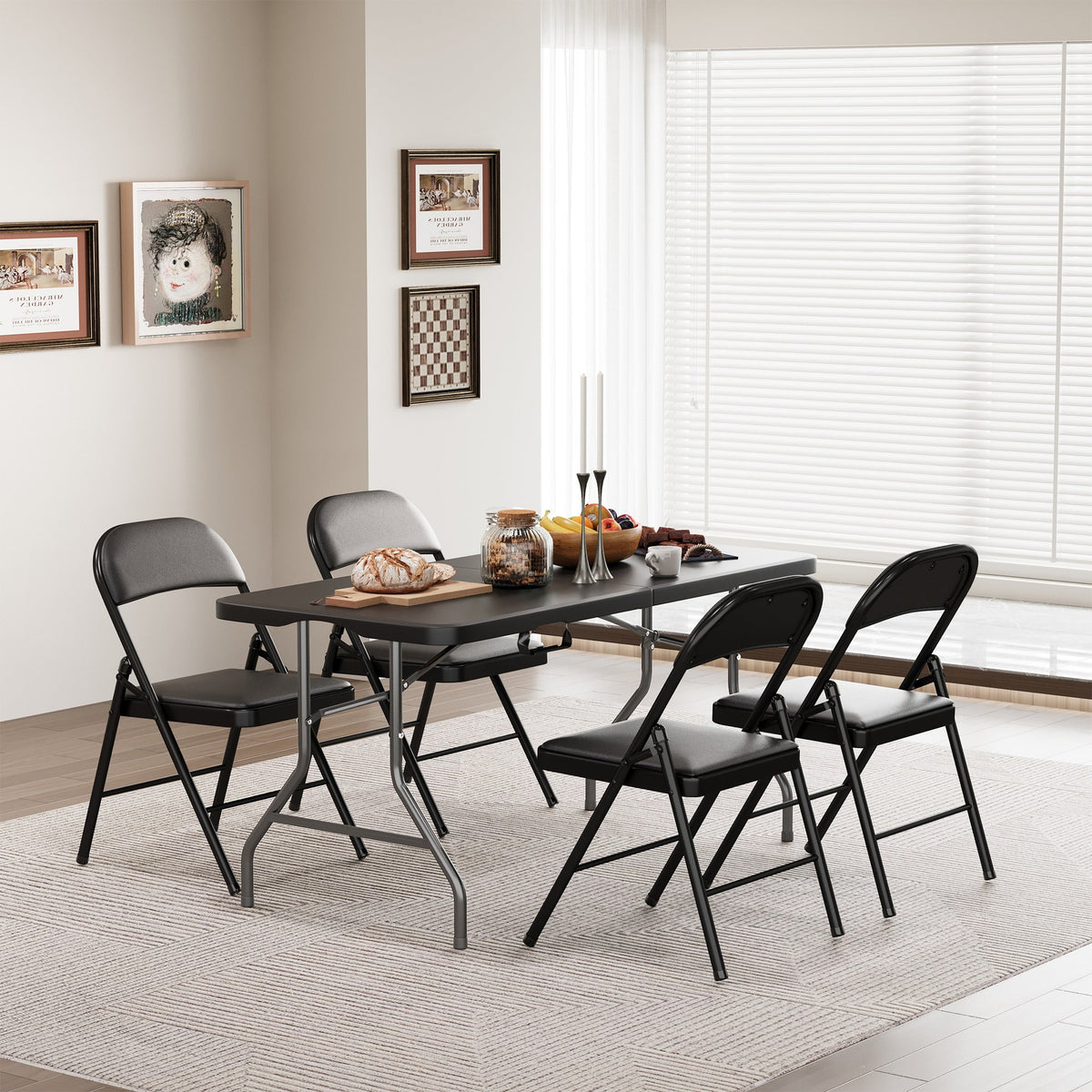 Furnibear 5ft Folding Table Portable Plastic Foldable Table Heavy Duty