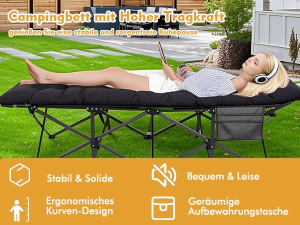 Furnibear Heavy-Duty Folding Camping Cot with Mattress Supports 330Lbs, Comfortable Sleep for Adults Portable with Carry Bag