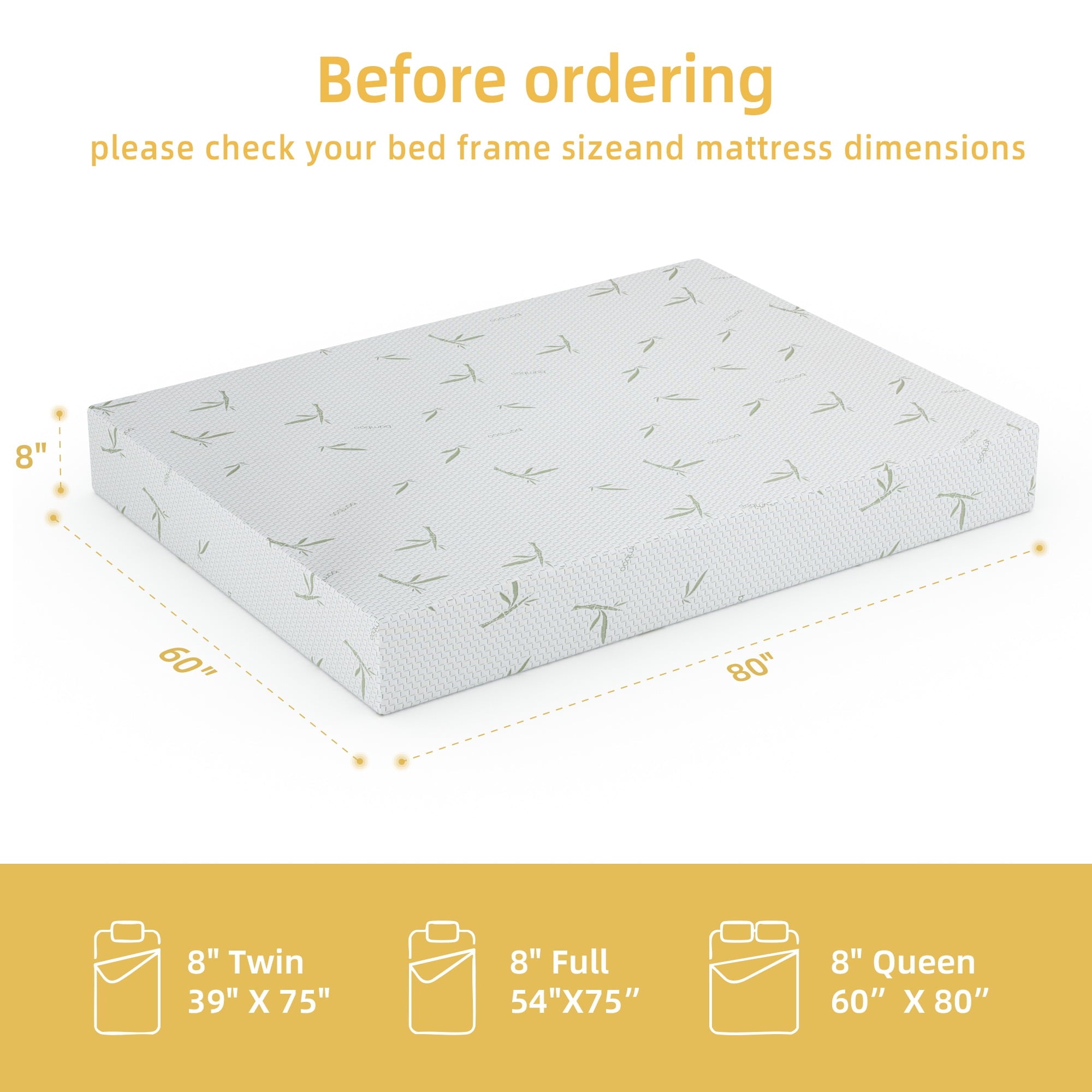 Furnibear 10 inch Full Mattress, Gel Green Tea Infused Memory Foam Mattress,Adult