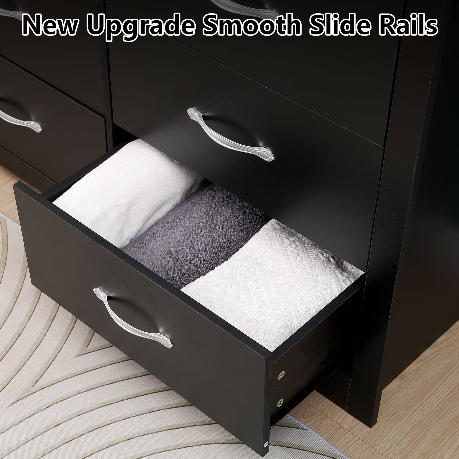 Furnibear Dresser with 6 Drawers Large Wooden Dresser Horizontal Storage Organizer for Bedroom