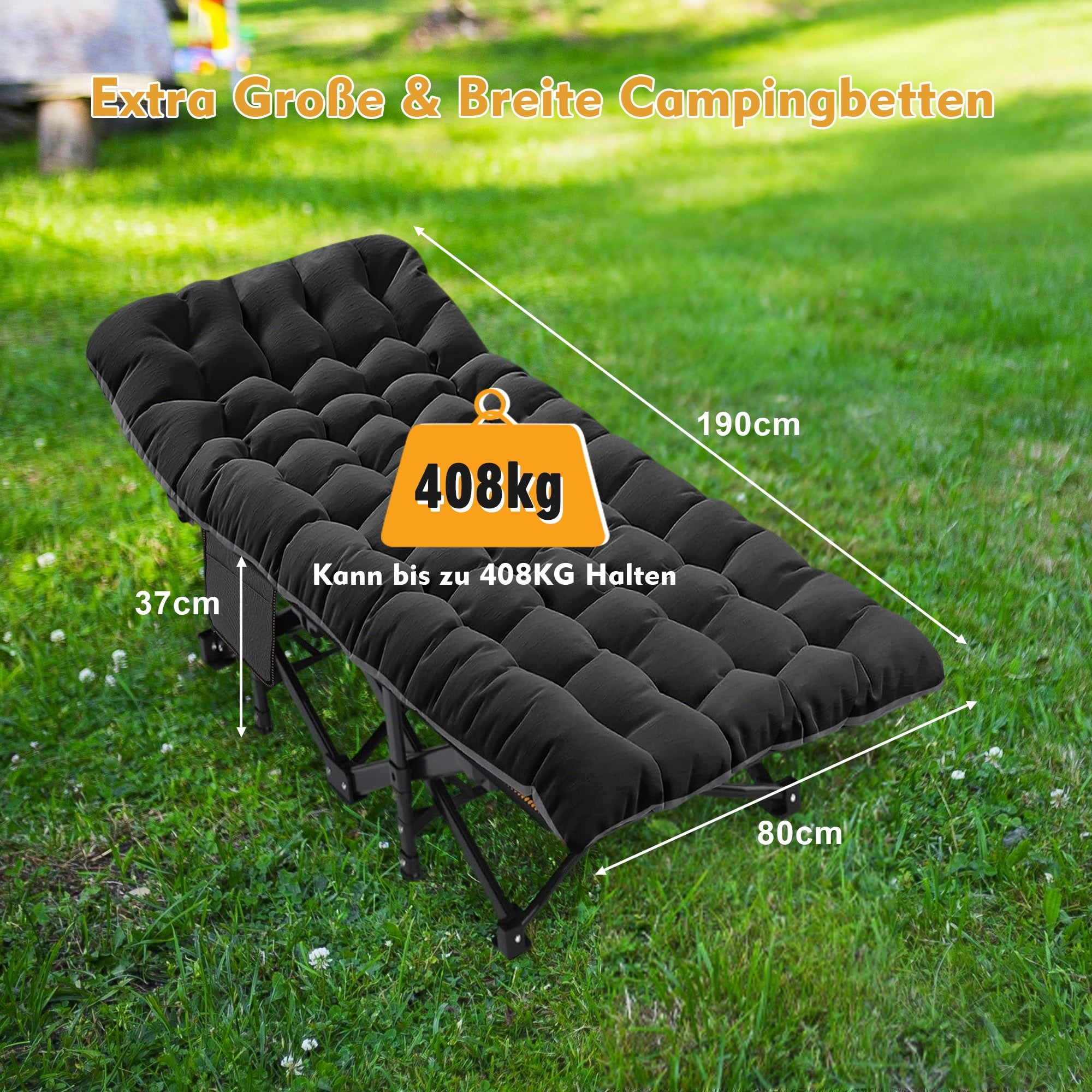 Furnibear Heavy-Duty Folding Camping Cot with Mattress Supports 330Lbs, Comfortable Sleep for Adults Portable with Carry Bag