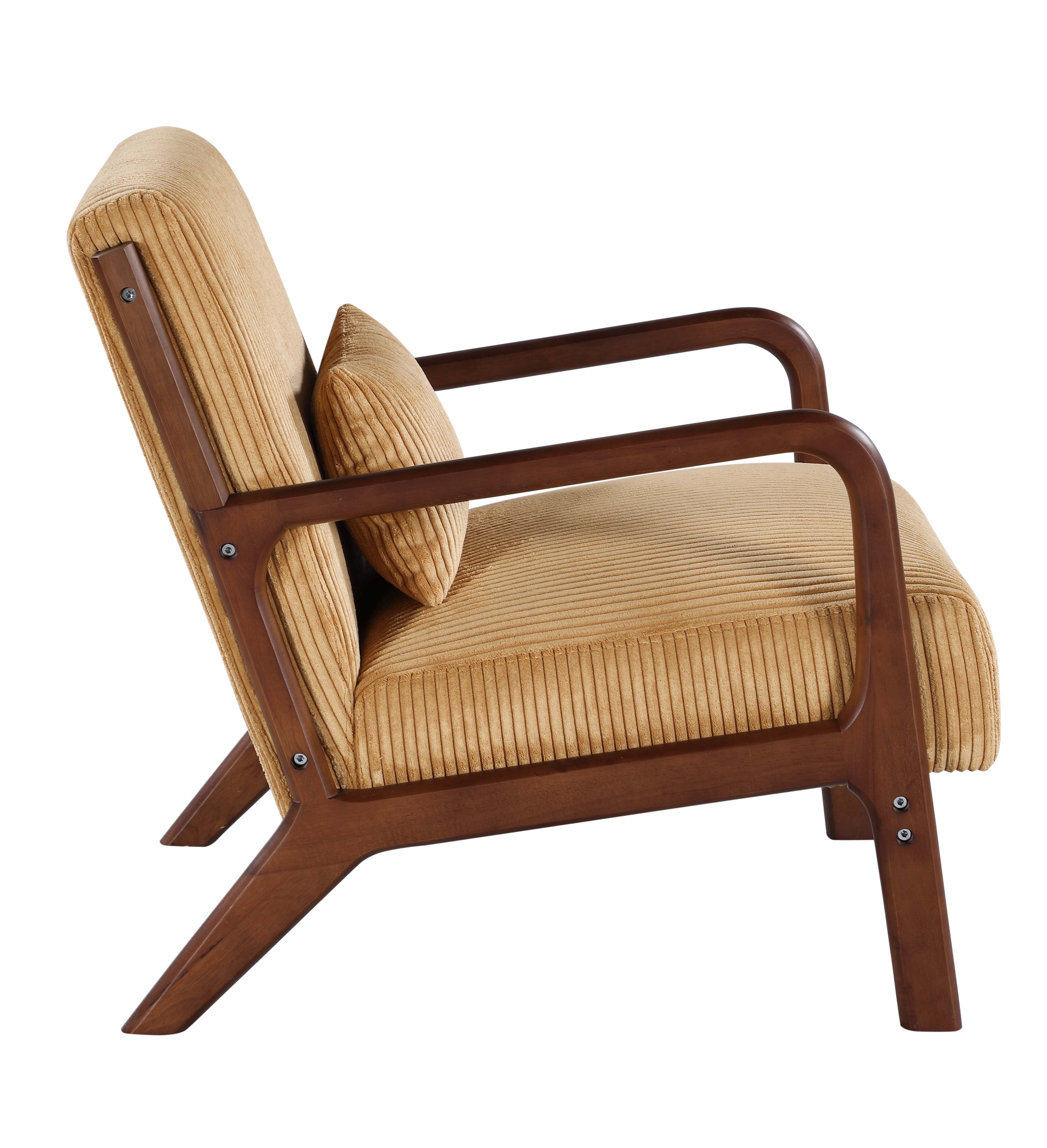 Furnibear Accent Chair, Thick Padded Corduroy Armchair with Solid Wood Frame - Easy Assembly,Yellow