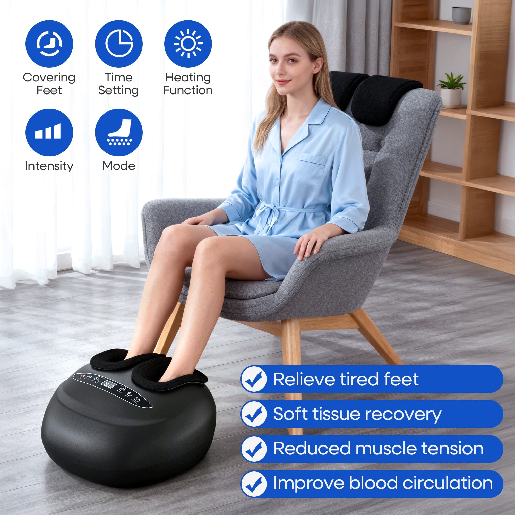 Furnibear Electric Foot Massager Machine with Heat, Rolling, Deep Kneading, Shiatsu Foot Massager,Birthday Christmas Gifts for Mom Dad Women Men