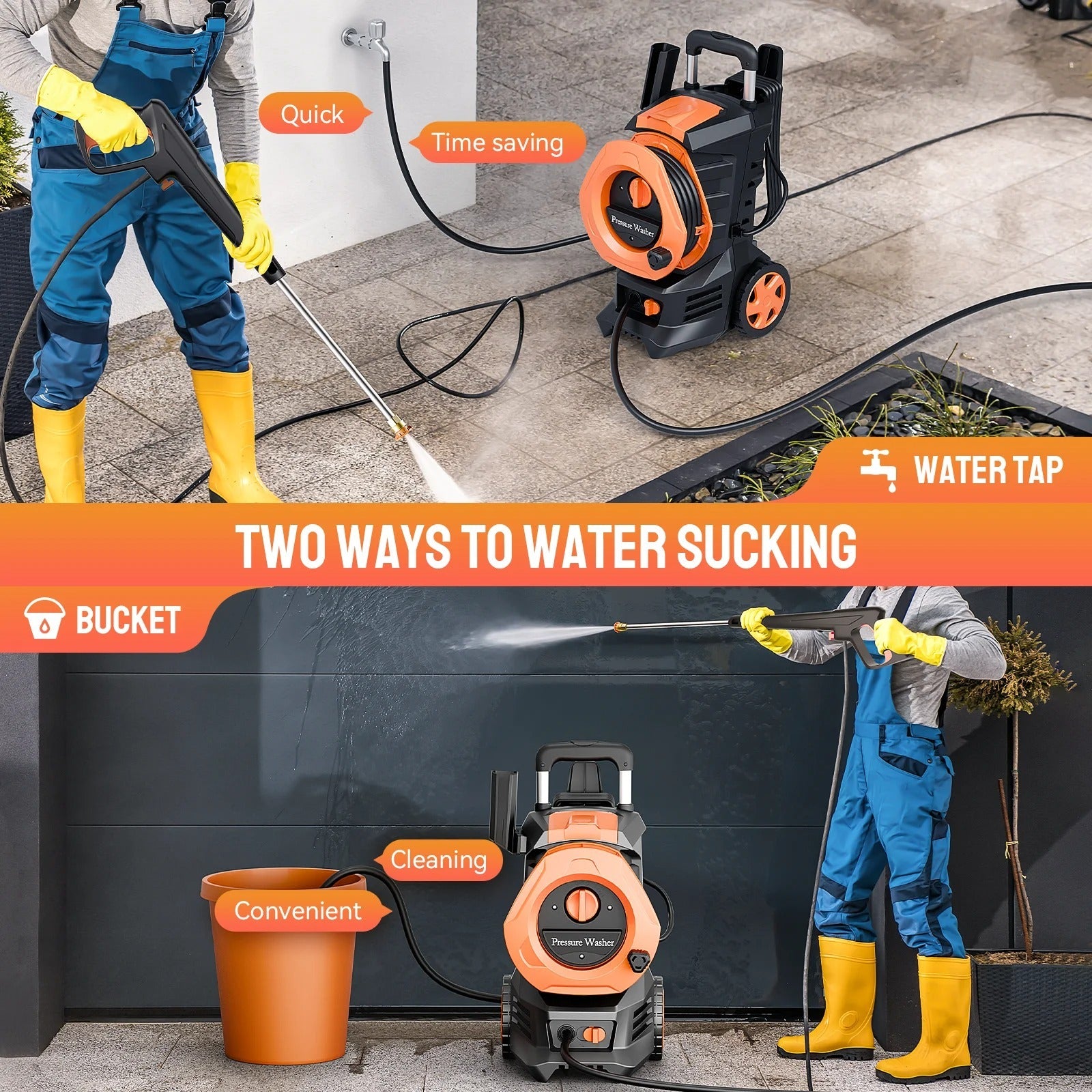 Pressure Washer, 3800PSI 2.6 GPM Max Power Washer Electric Poweredfor Cars, Fences, Patios, Decks, Patios