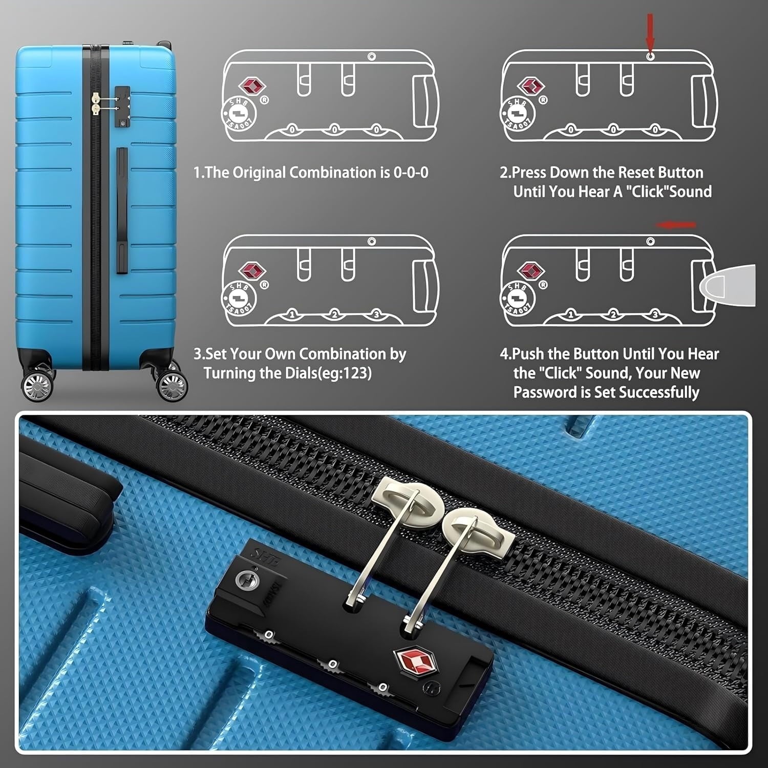 Furnibear 3-Piece Expandable Hardside Luggage Set 20in 24in 28in with TSA Locks, 360 Silent Spinner Wheels, Scratch-Resistant Shell, Side Handle Telescopic Handle ¨C Lightweight Family Travel Suitcases