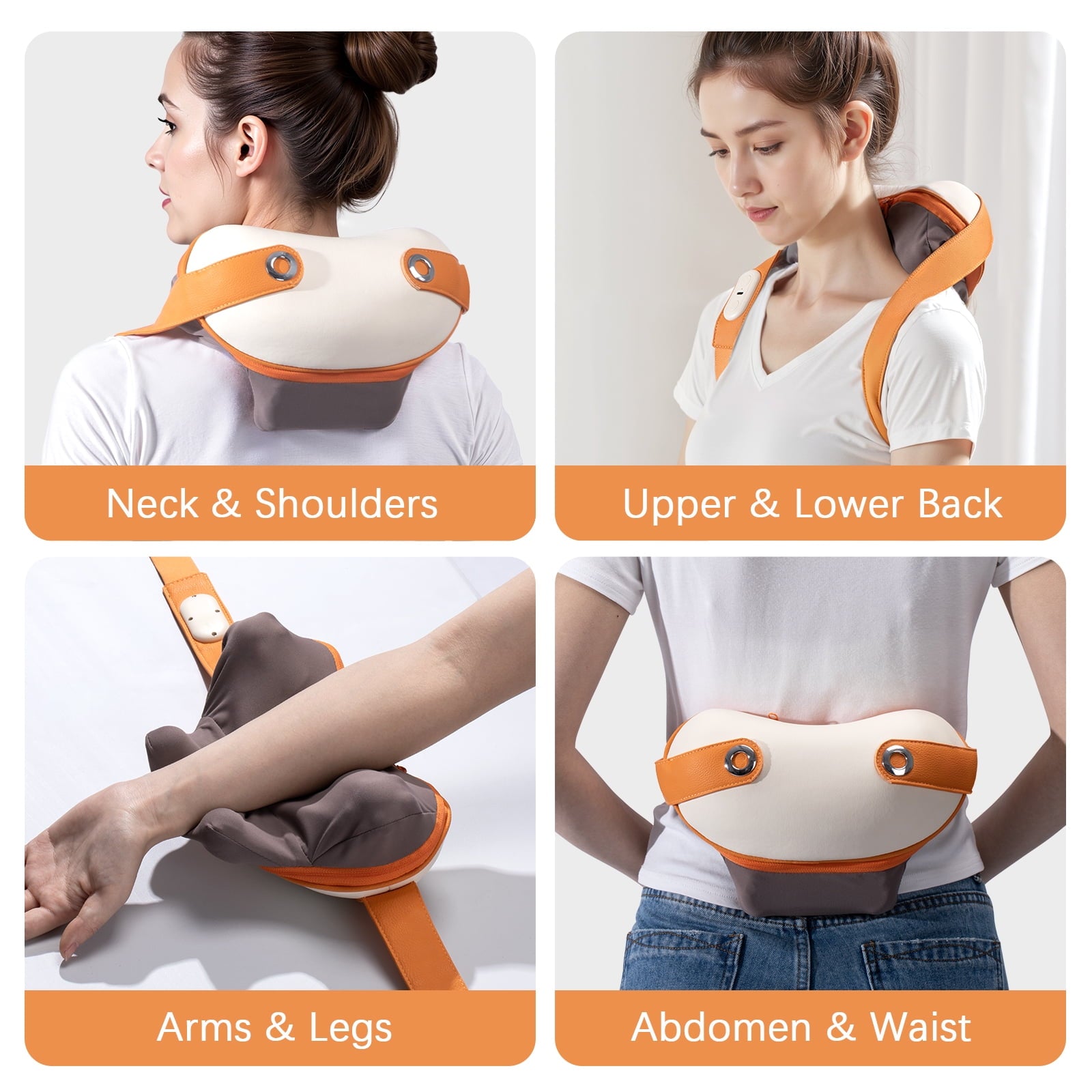 Furnibear Shiatsu Neck Massager with Constant Temperature Heat - Cordless and Portable, Multi-Purpose for Neck/Shoulder/Back/Leg, Deep Muscle Pain Relief