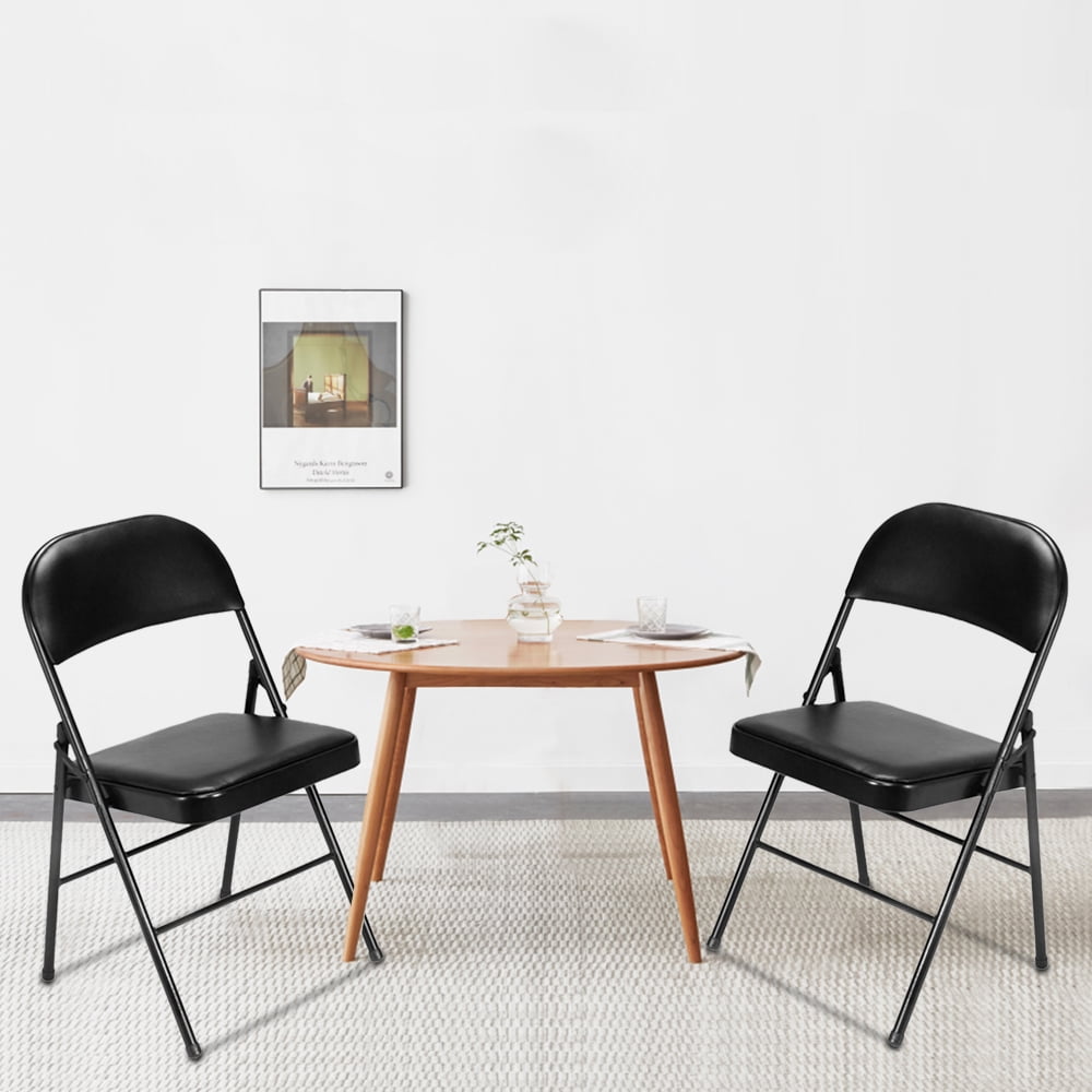 Furnibear 6 Pack Folding Chairs, Leather Padded Cushion Chairs with Comfortable Cushion and Stainless Steel Frame for Home and Office, for Indoor and Outdoor Events