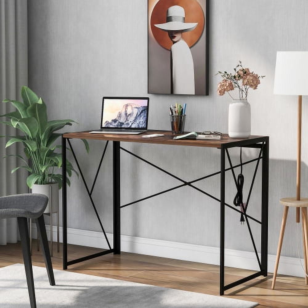 Furnibear Folding Computer Desk, MDF Folding Table for Home Office, Bronze
