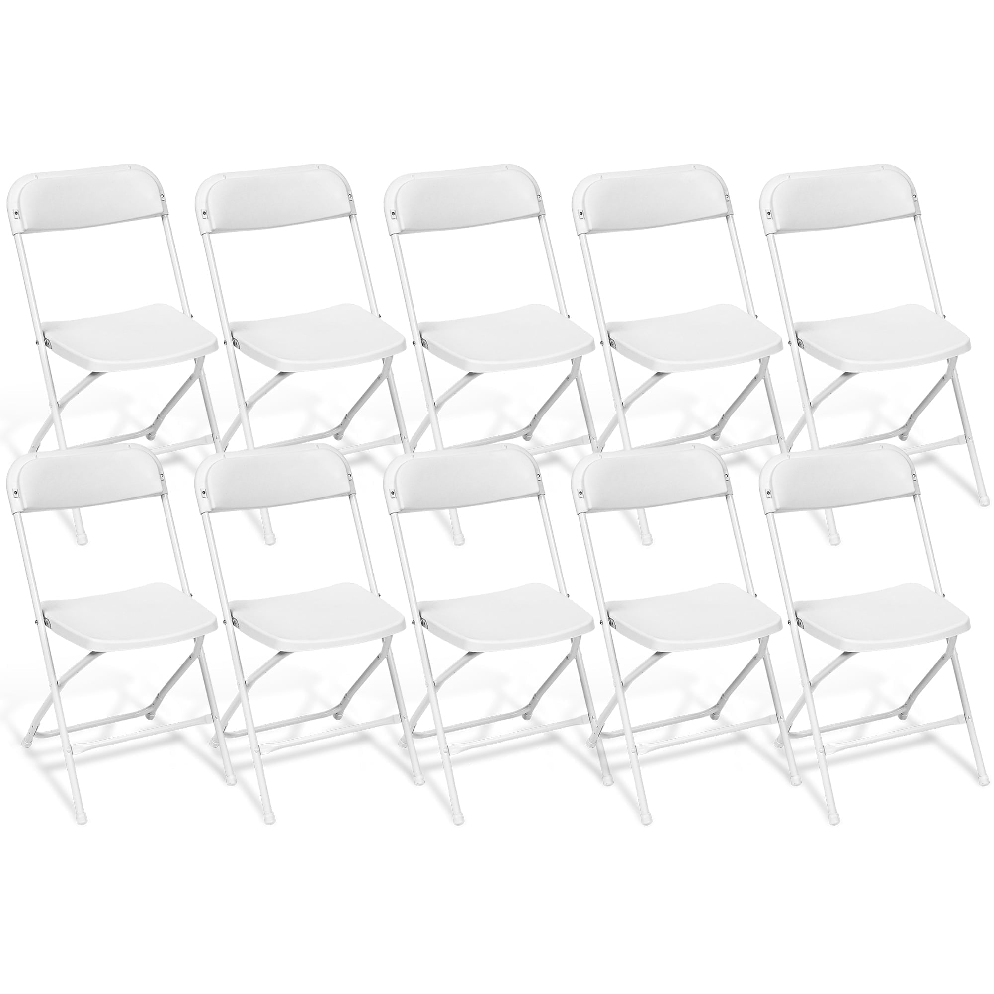 Furnibear 10 Pack Plastic Folding Chairs Indoor/Outdoor Foldable Chair Set, 350 lbs Capacity, White