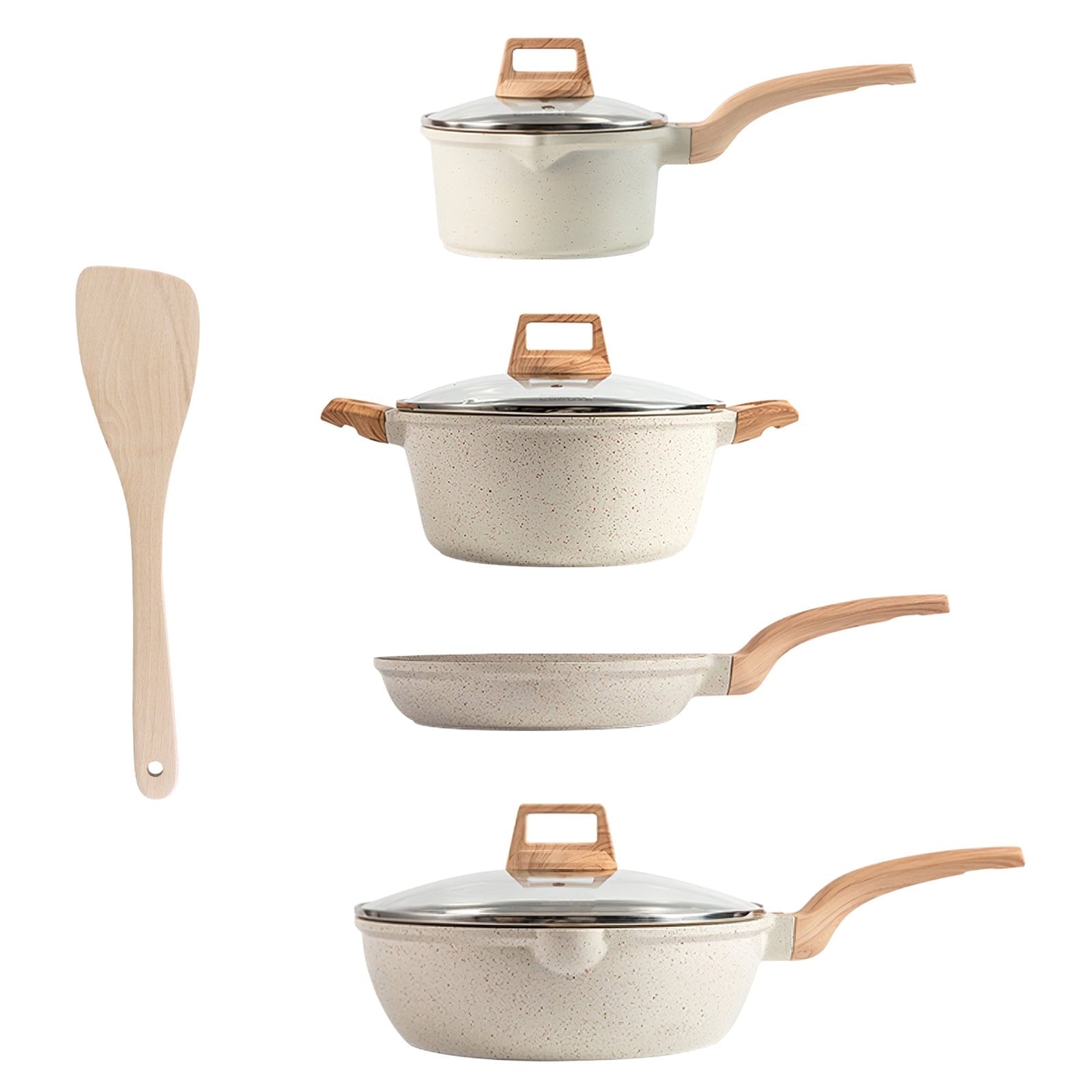 Furnibear 16-Piece Nonstick Cookware Set, Pots and Pans Set with Silicone Shovel, Spoon? and Tongs, Black