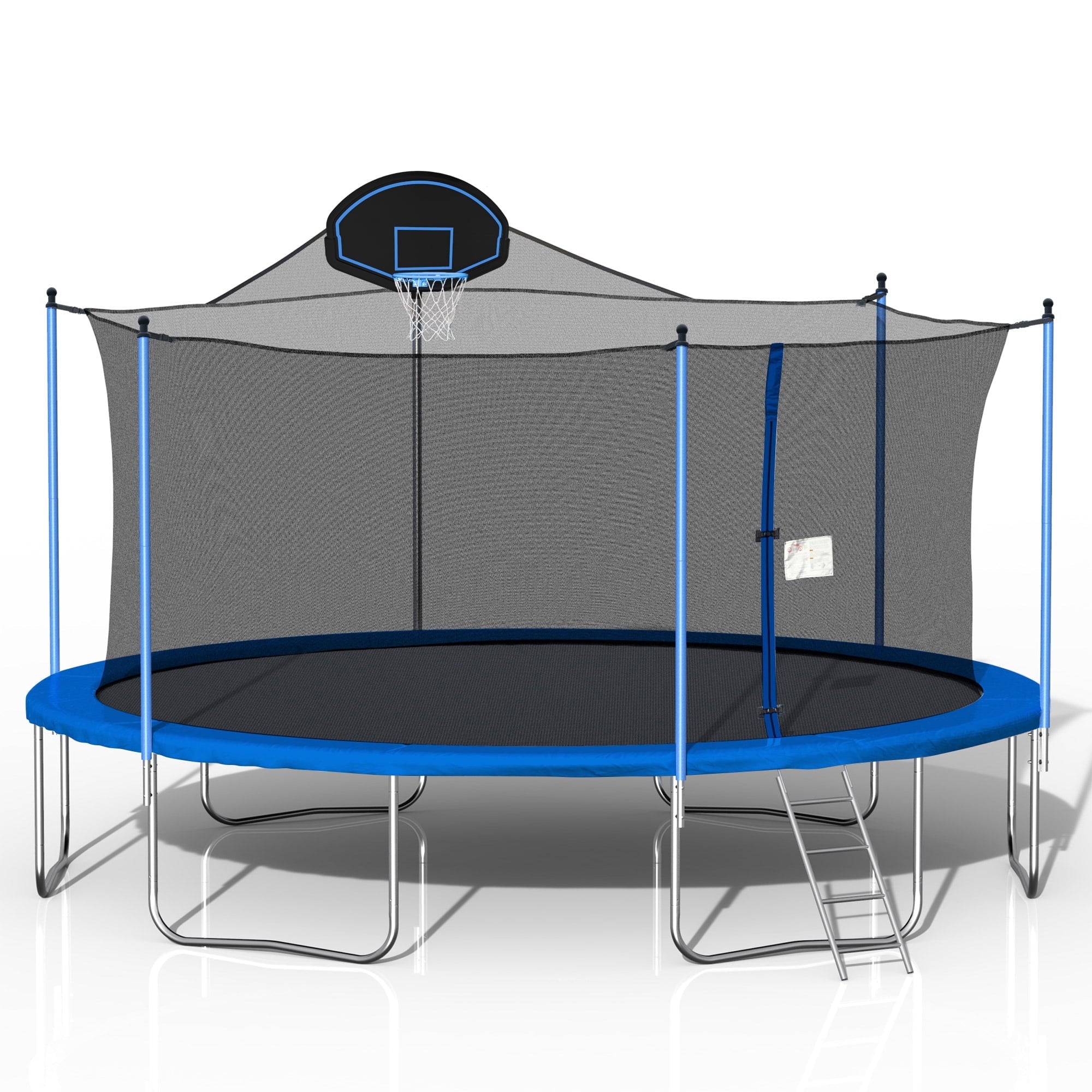 Furnibear 1500 LBS 16 FT Trampoline for Kids and Adults, Heavy-Duty Recreational Outdoor Trampoline with Basketball Hoop Safety Enclosure Net