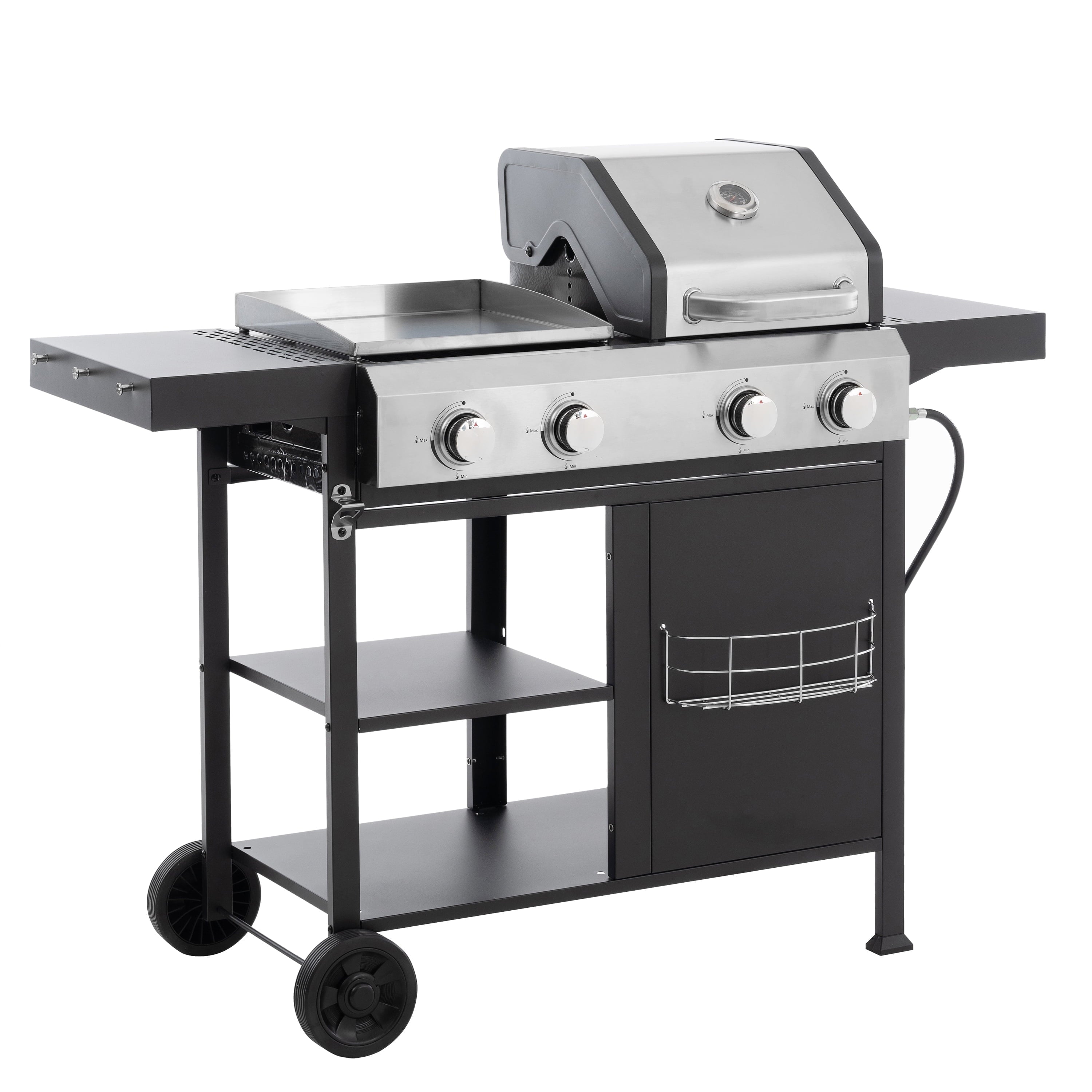 Furnibear 2+2 Multi-function Burner Gas Grill and Griddle, Stainless Steel Cover for Outdoor Cooking While Camping