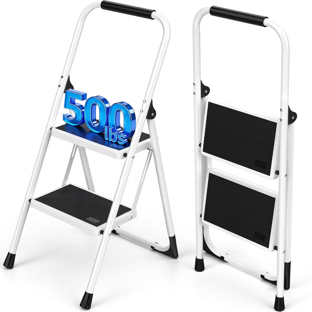 Furnibear 2 Step Ladder, Folding Step Stool with Cushioned Handle with