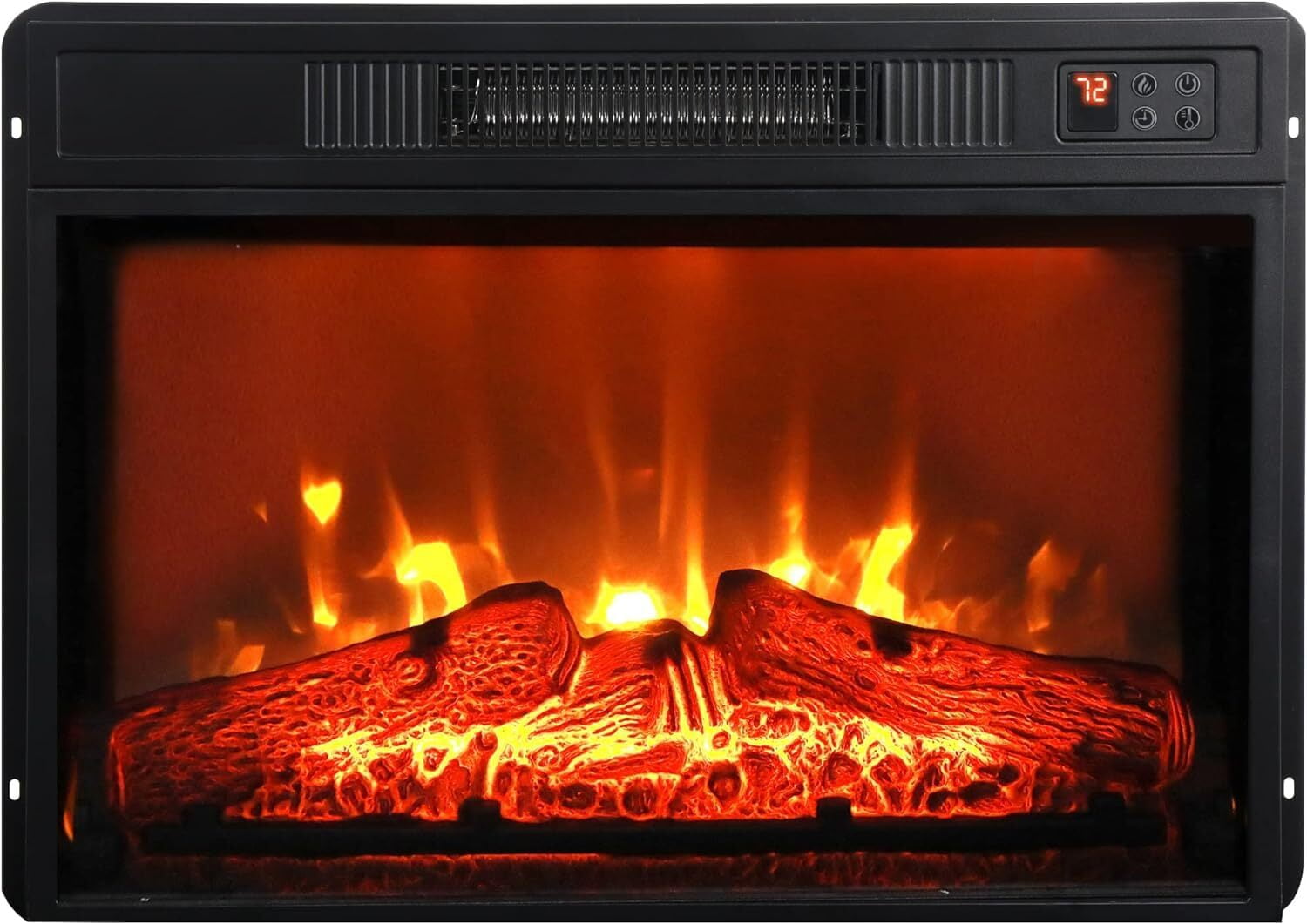 Furnibear 23 inch Electric Fireplace, 3D Infrared Fireplace Electric Insert Heater, with IR Remote Control, Glass View, Adjustable Realistic Logs & Flames, Indoor, 1400W