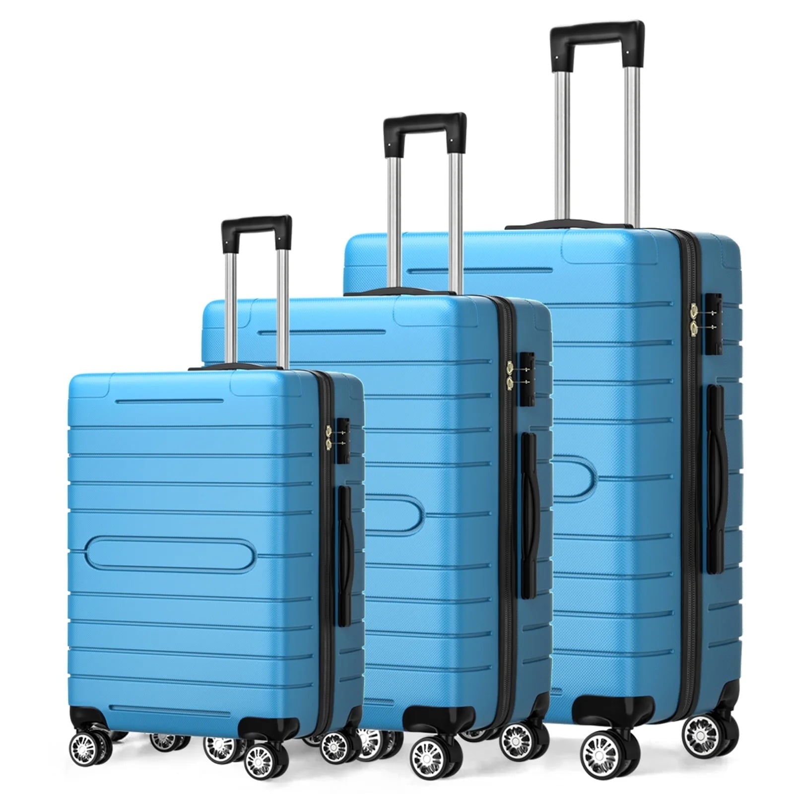 Furnibear 3 Piece Luggage Sets with TSA Locks, 20in24in28in Hardside Suitcase Set with Spinner Wheels,, Blue
