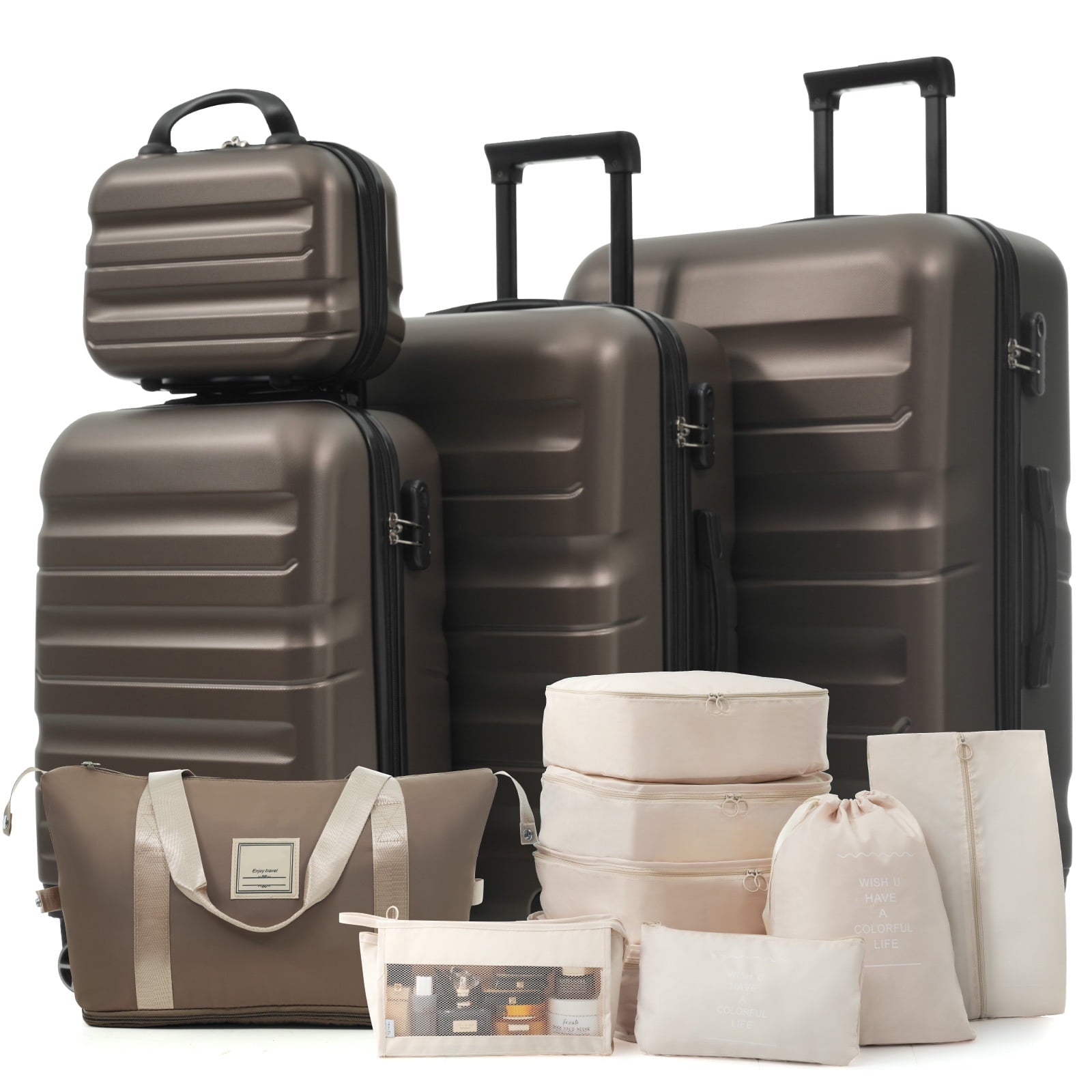 Furnibear 4 Piece Luggage Sets Travel Suitcase Set with 8PCS Organizer