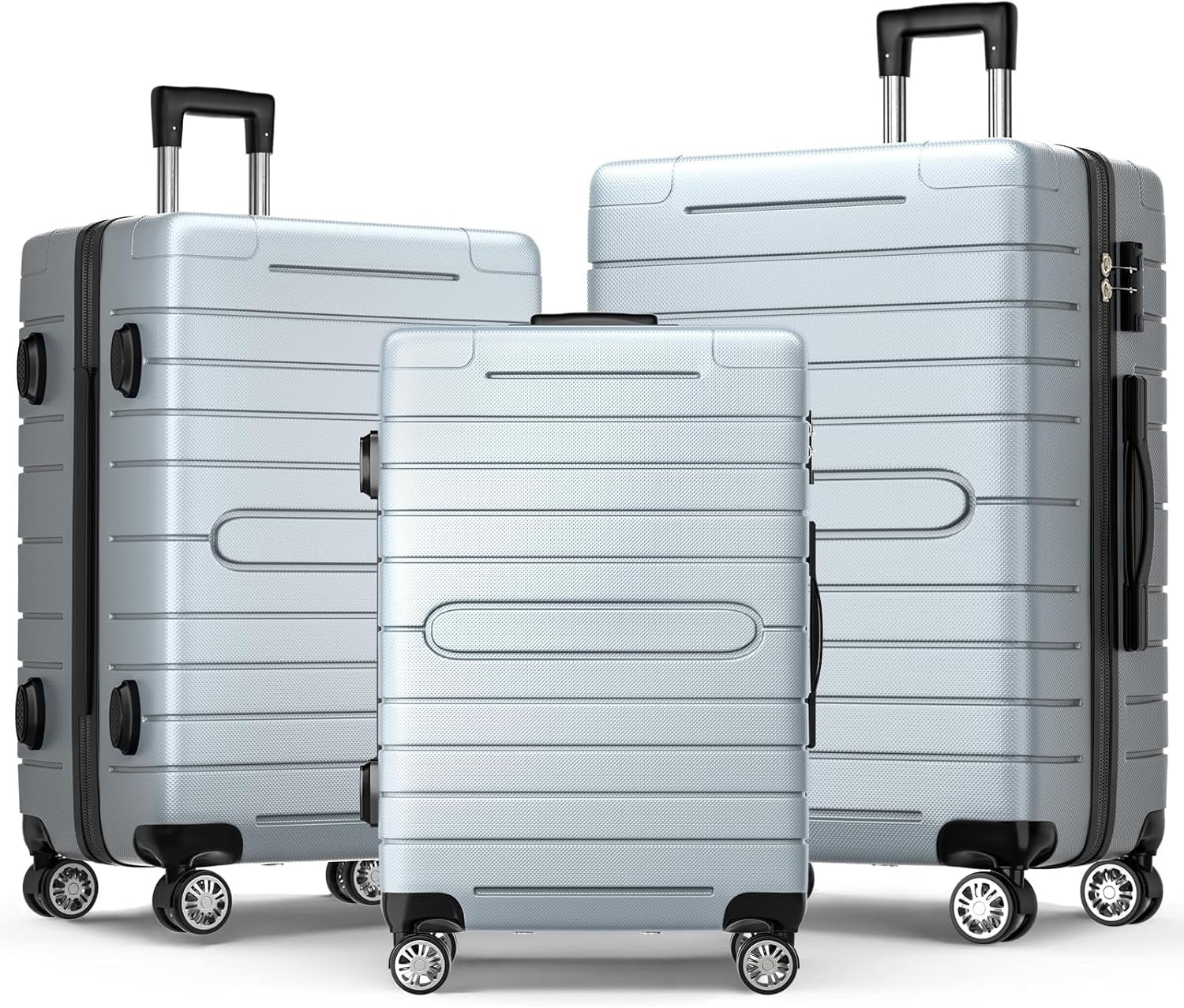 Furnibear Luggage 3 Piece Set,Suitcase Set with Spinner Wheels Hardside Lightweight Luggage 20in24in28in, Dark Gray