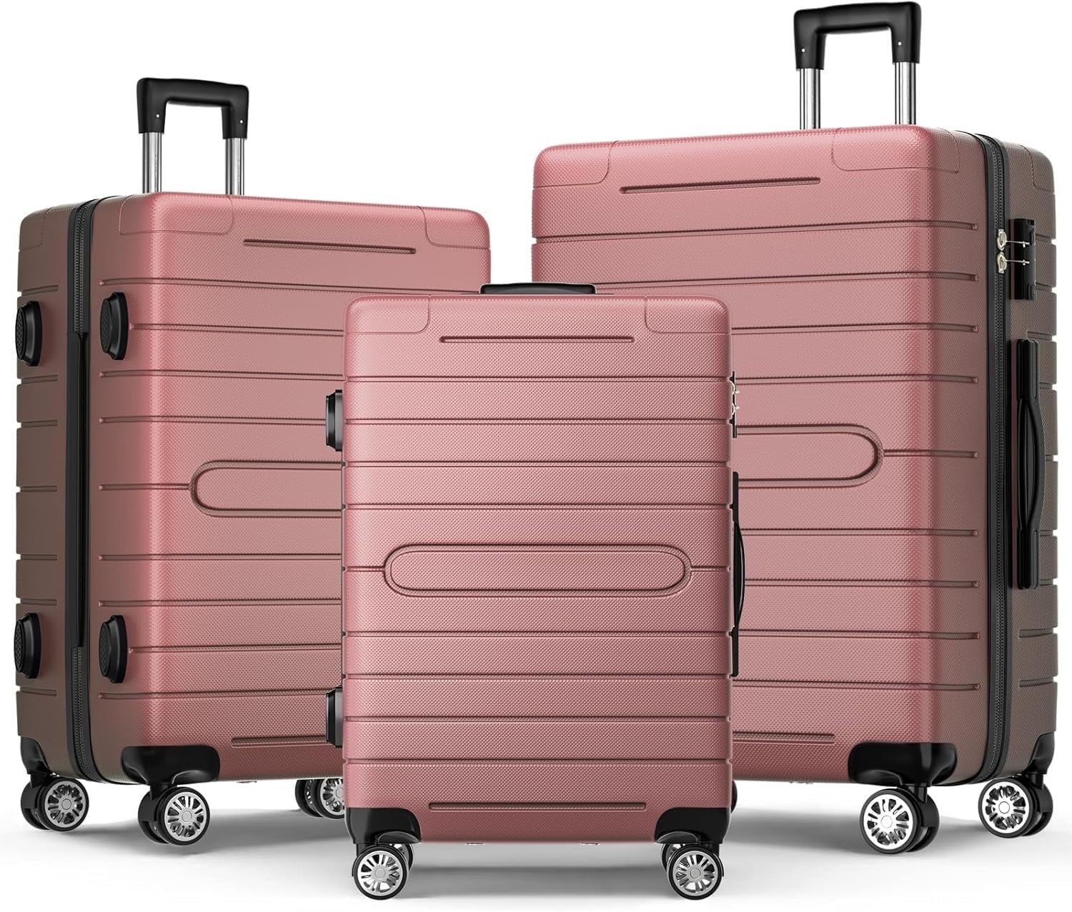 Furnibear Luggage Set 20/24/28 Inch 3 Piece - Hard Shell Suitcases with Spinner Wheels & TSA Lock, Lightweight Durable Luggage Set of 3 (Rose Pink), Rose Pink