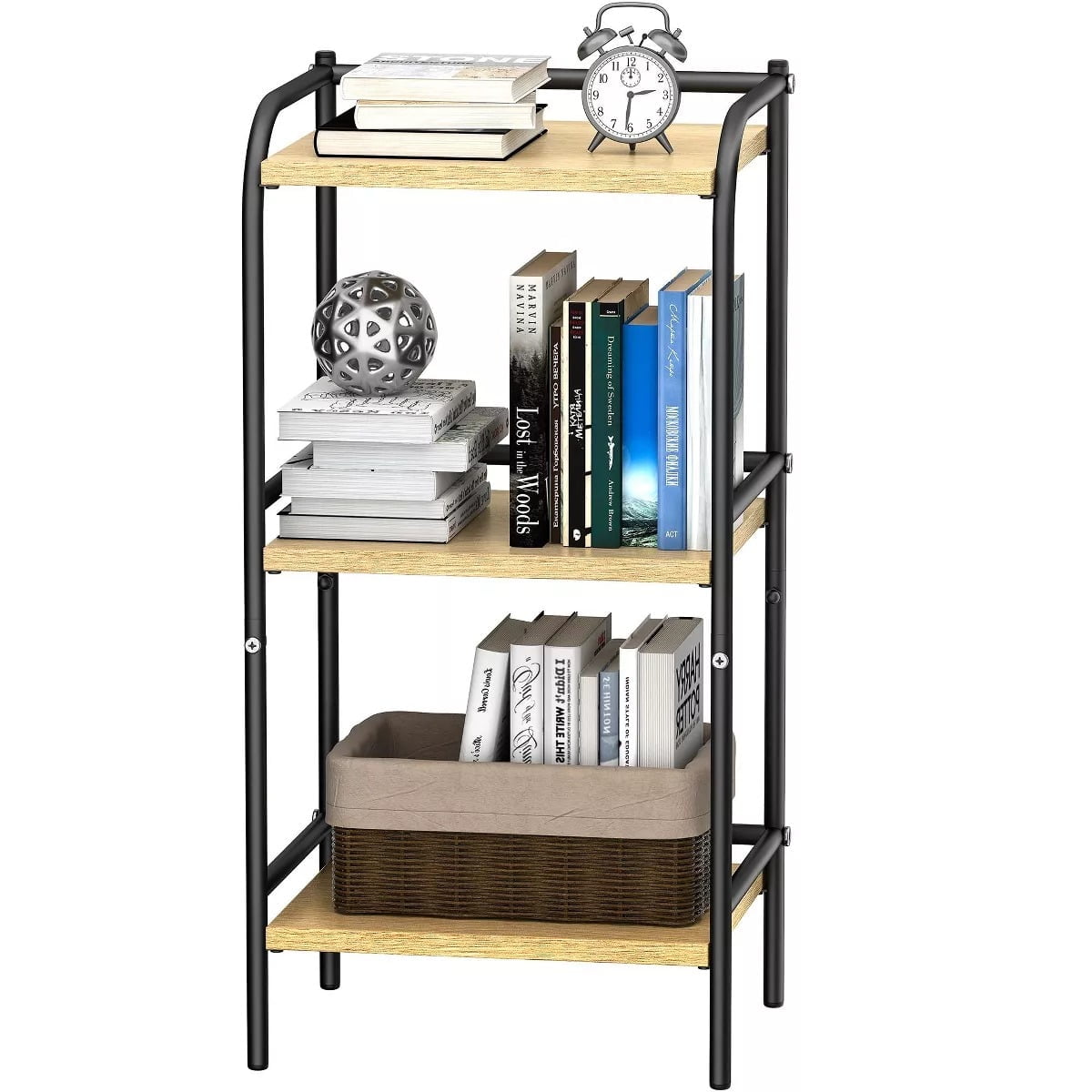 Furnibear 3-Tier Rustic Wood Metal Shelf ¨C Industrial Storage Rack for Living Room, Kitchen, or Office
