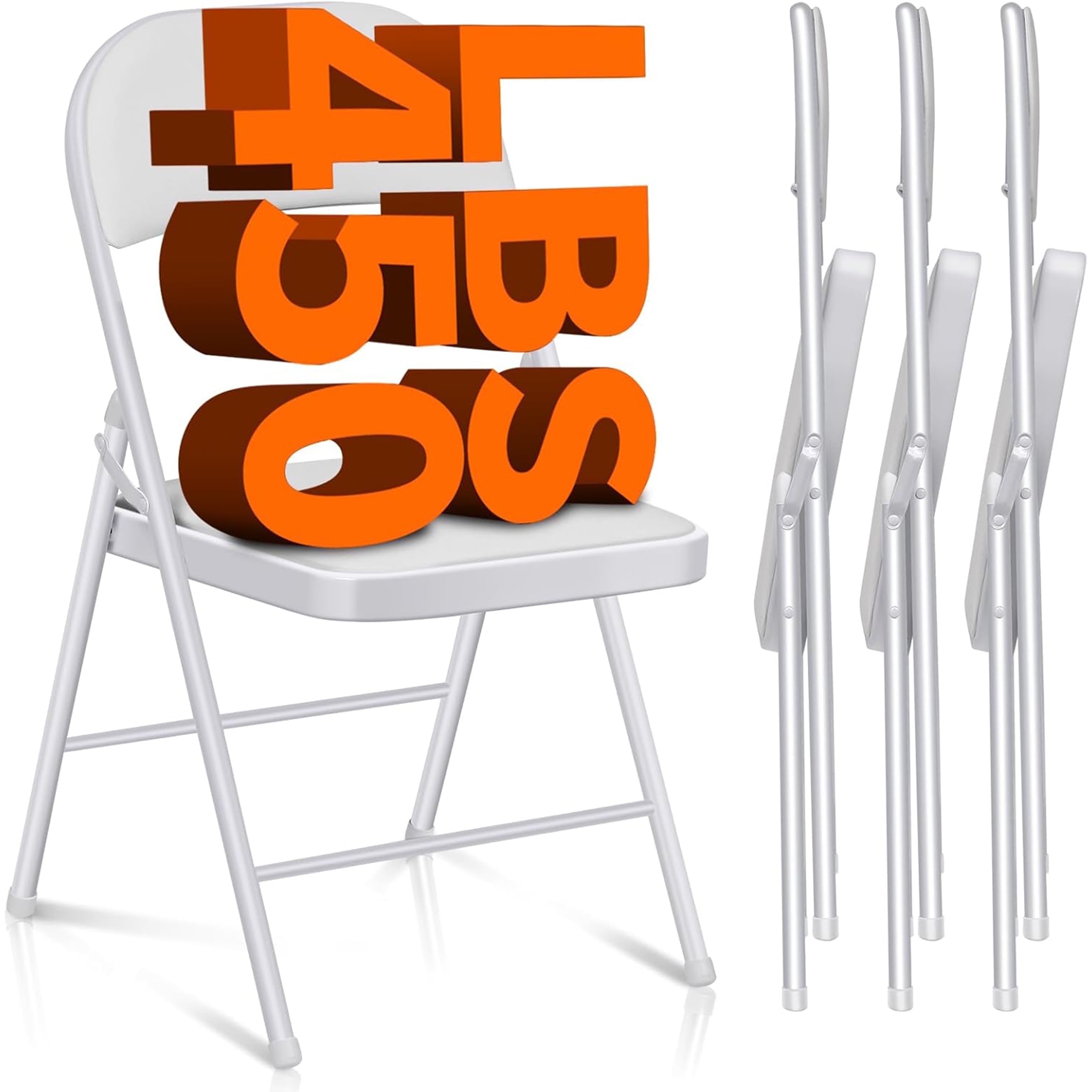 Furnibear 4 Pack Folding Chairs, Leather Padded Cushion Chairs with Comfortable Cushion and Stainless Steel Frame for Home and Office, for Indoor and Outdoor Events