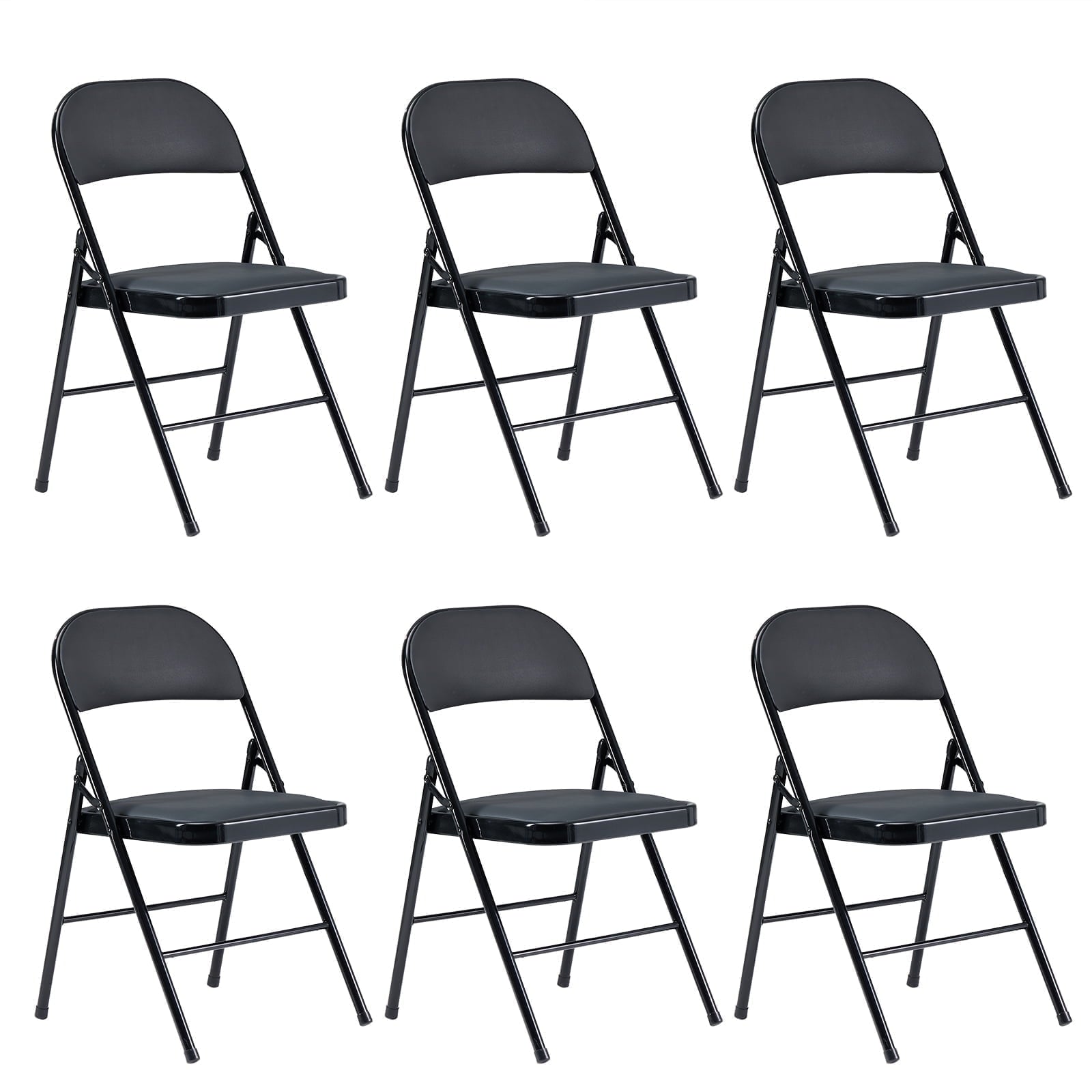 Furnibear 6 Pack Folding Chairs, Leather Padded Cushion Chairs with Comfortable Cushion and Stainless Steel Frame for Home and Office, for Indoor and Outdoor Events