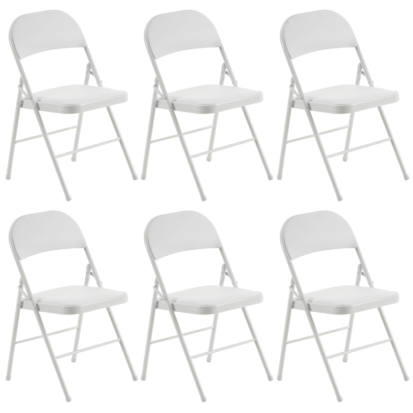 Furnibear 6 Pack Folding Chairs, Leather Padded Cushion Chairs with Comfortable Cushion and Stainless Steel Frame for Home and Office, for Indoor and Outdoor Events