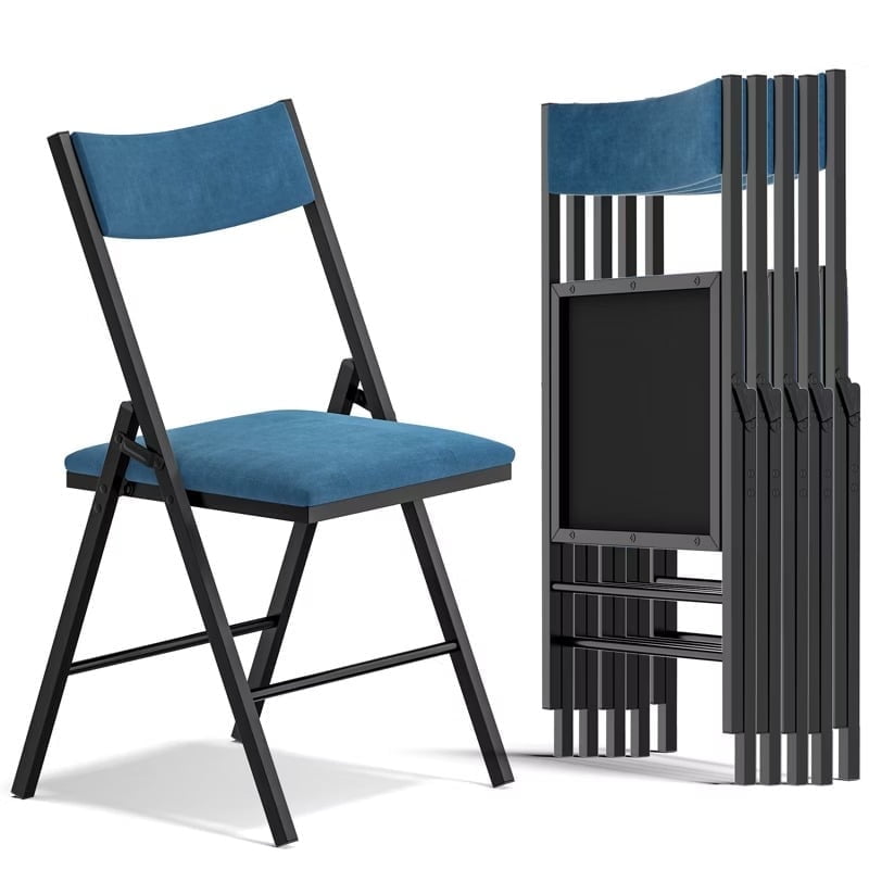 Furnibear 6-Pack Padded Folding Chairs with Metal Frame and Cushioned Seat for Home, Office, Dining, Blue