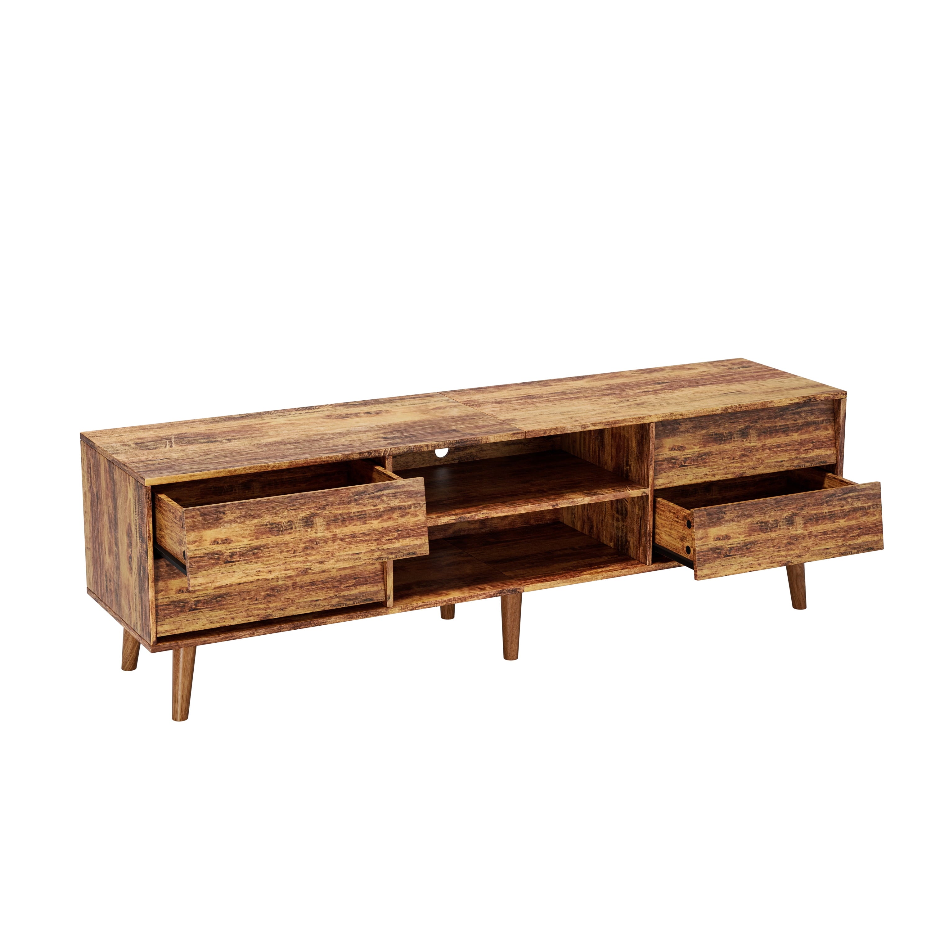 Furnibear 63in Wood TV Stand with Drawers, Entertainment Center for Living Room Bedroom