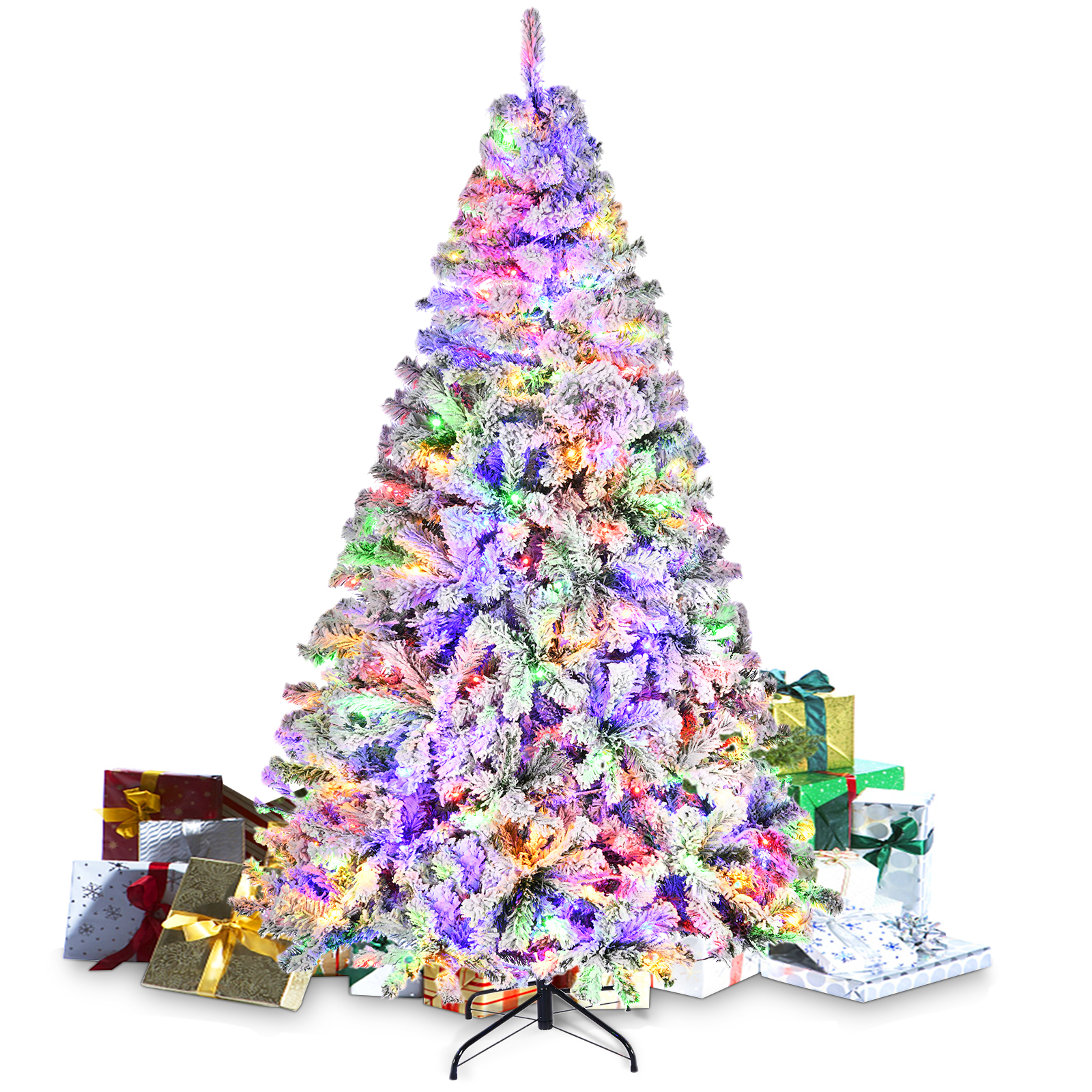Furnibear 7.5ft Pre-Lit Christmas Tree with 550 Color Changing LED Lights for Home, Office, and Party Decoration