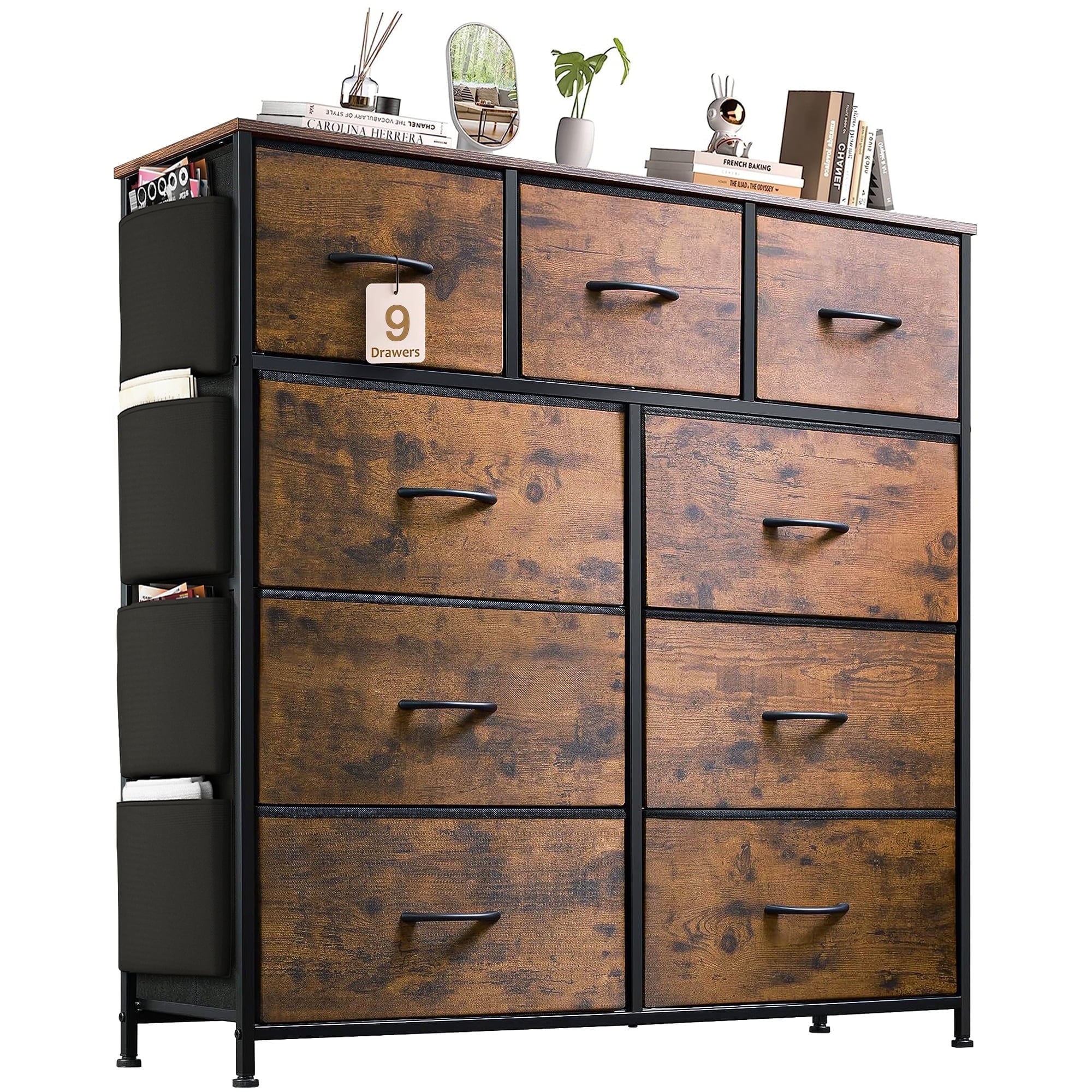Furnibear 9-Drawer Fabric Dresser Storage Cabinet with Steel Frame, Closet Organizer