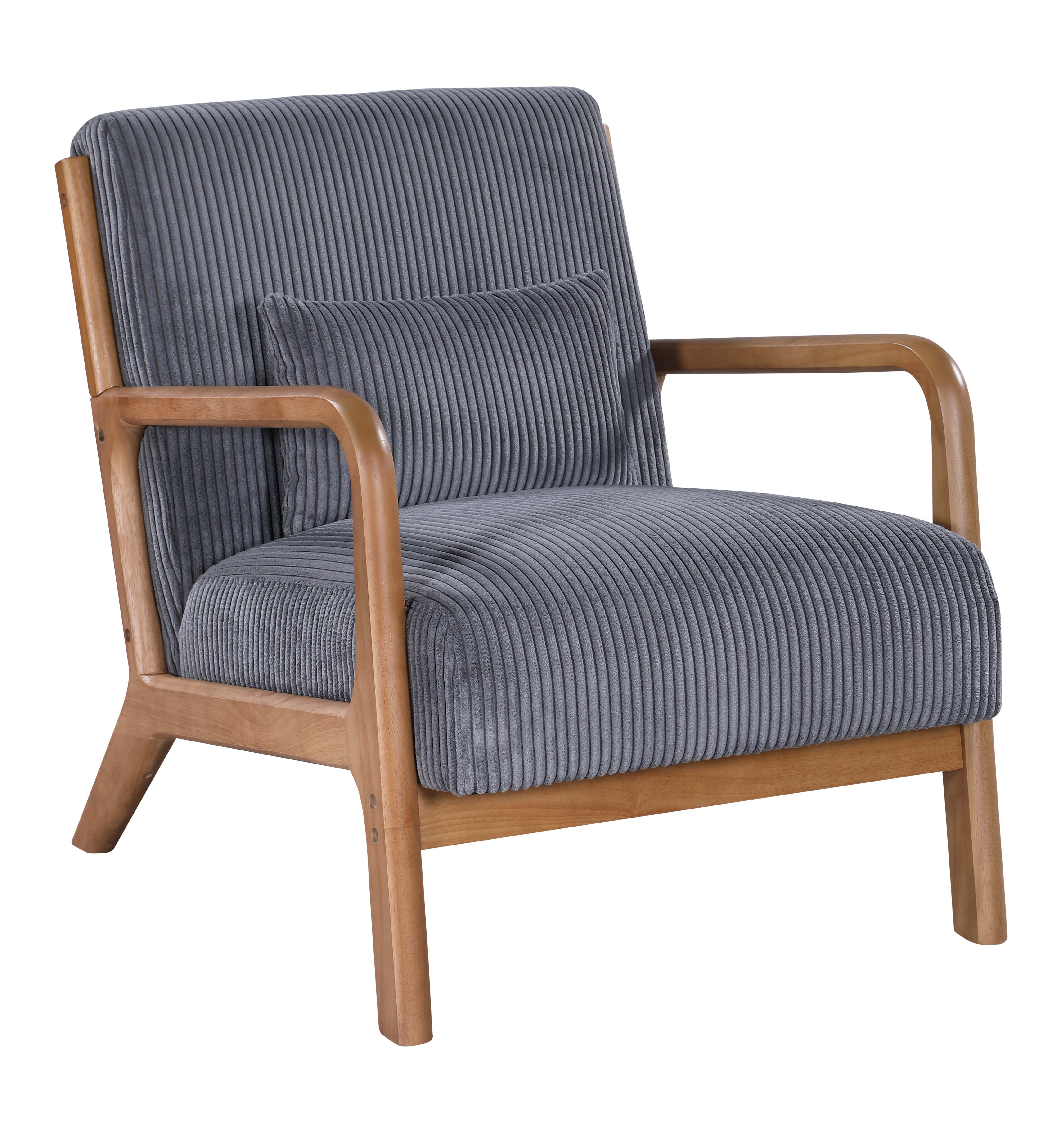 Furnibear Accent Chair, Thick Padded Corduroy Armchair with Solid Wood Frame - Easy Assembly,Gray